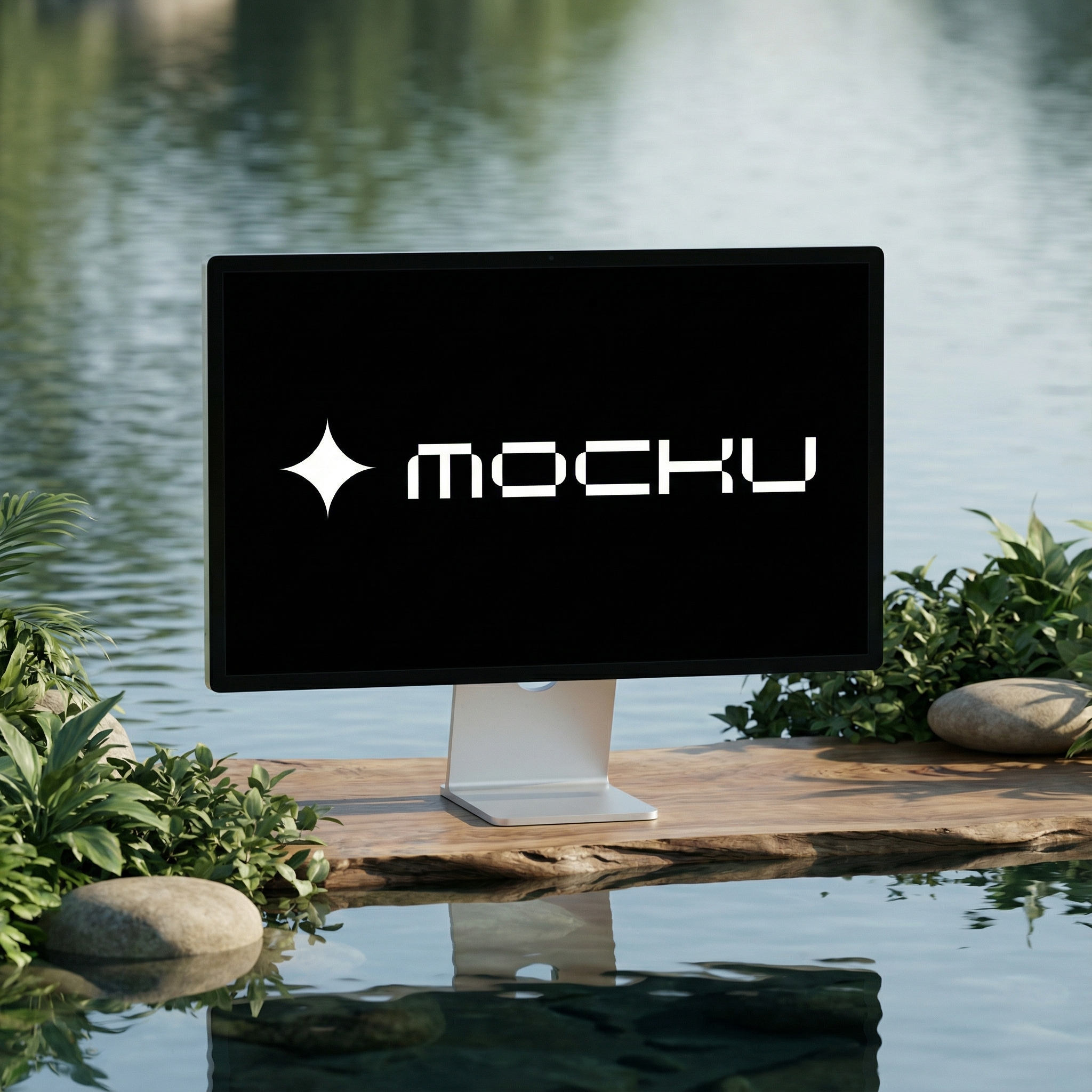 Apple Studio Display Water Reflection mockup