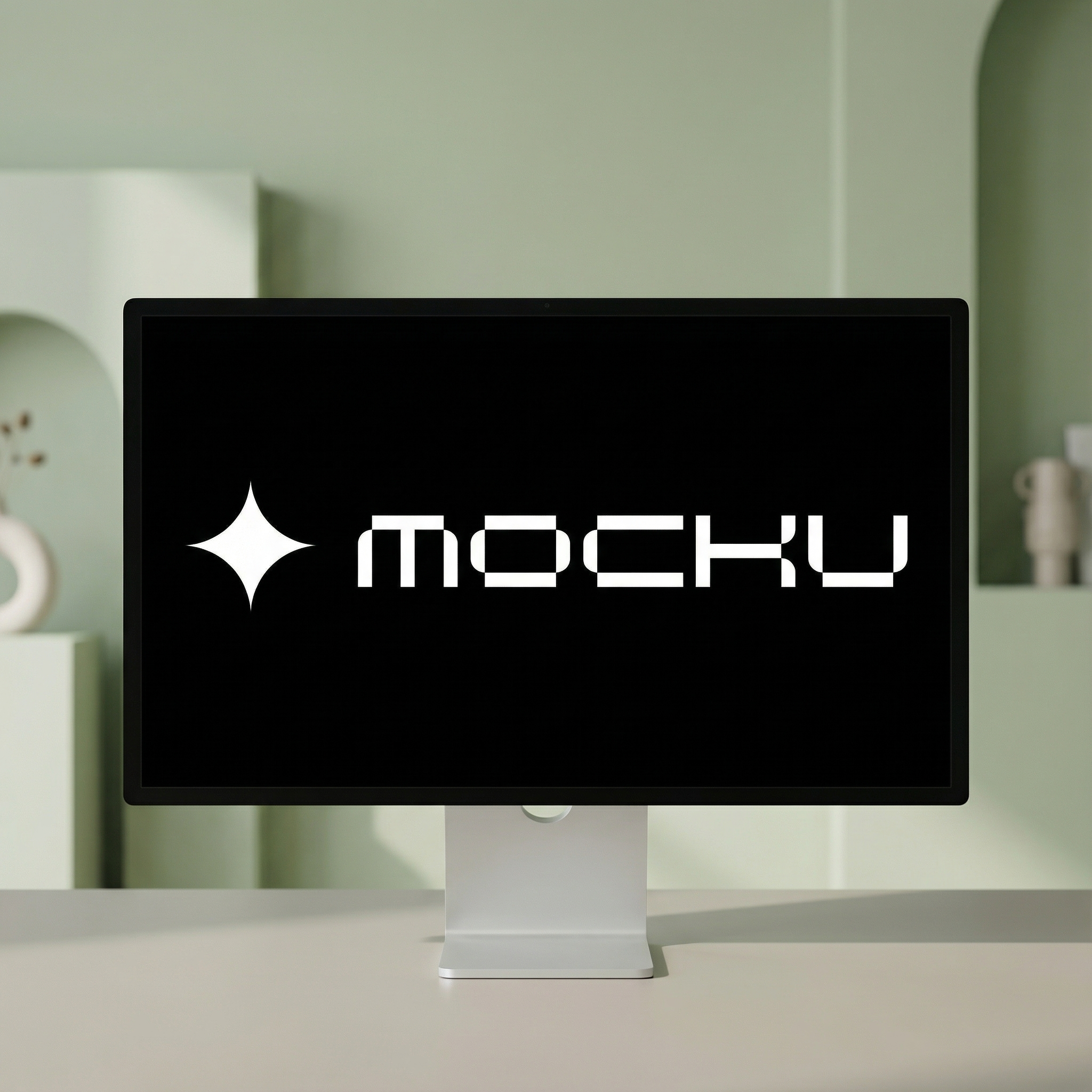 Apple Studio Display Modern Minimal Interior mockup