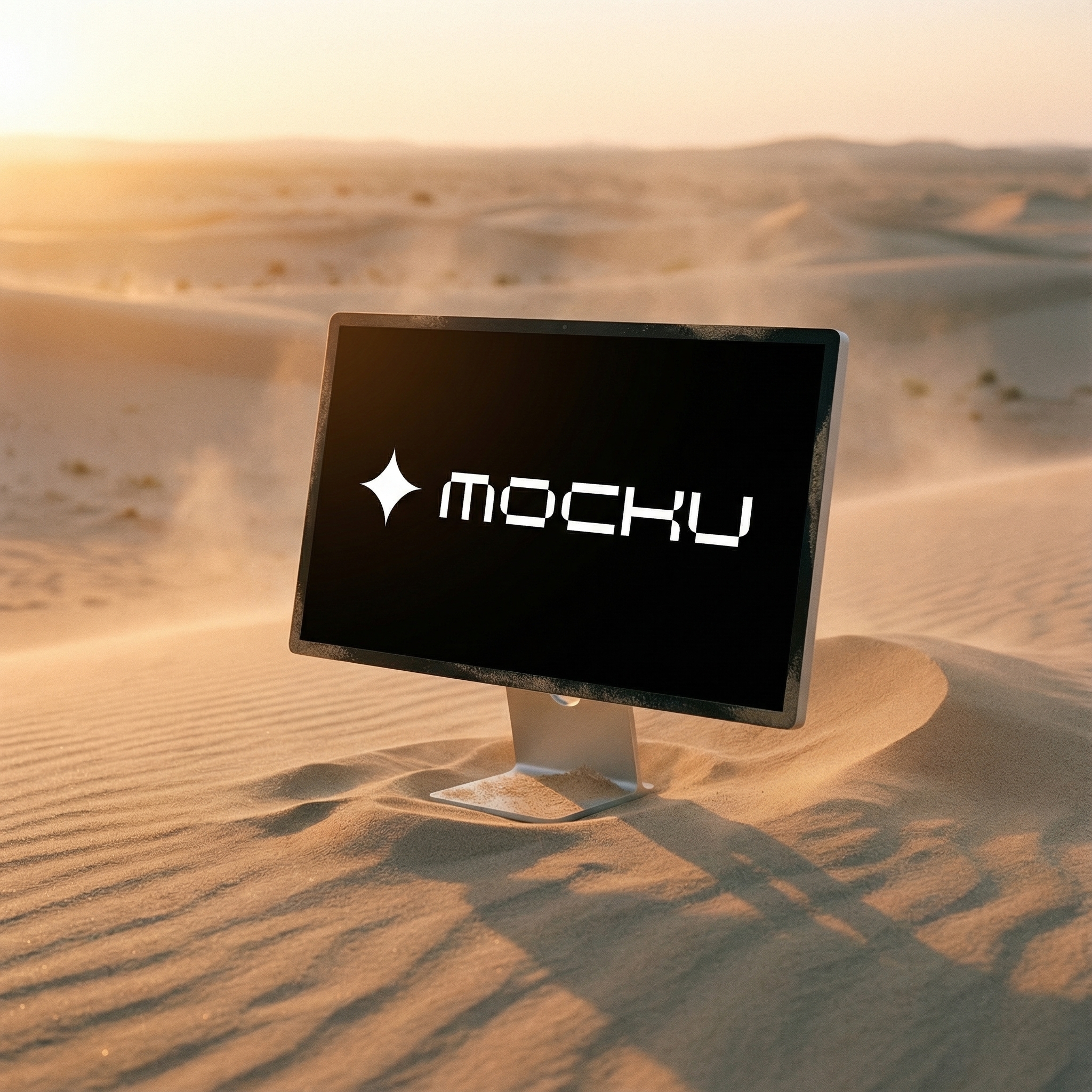 Apple Studio Display Desert Sunrise Landscape mockup