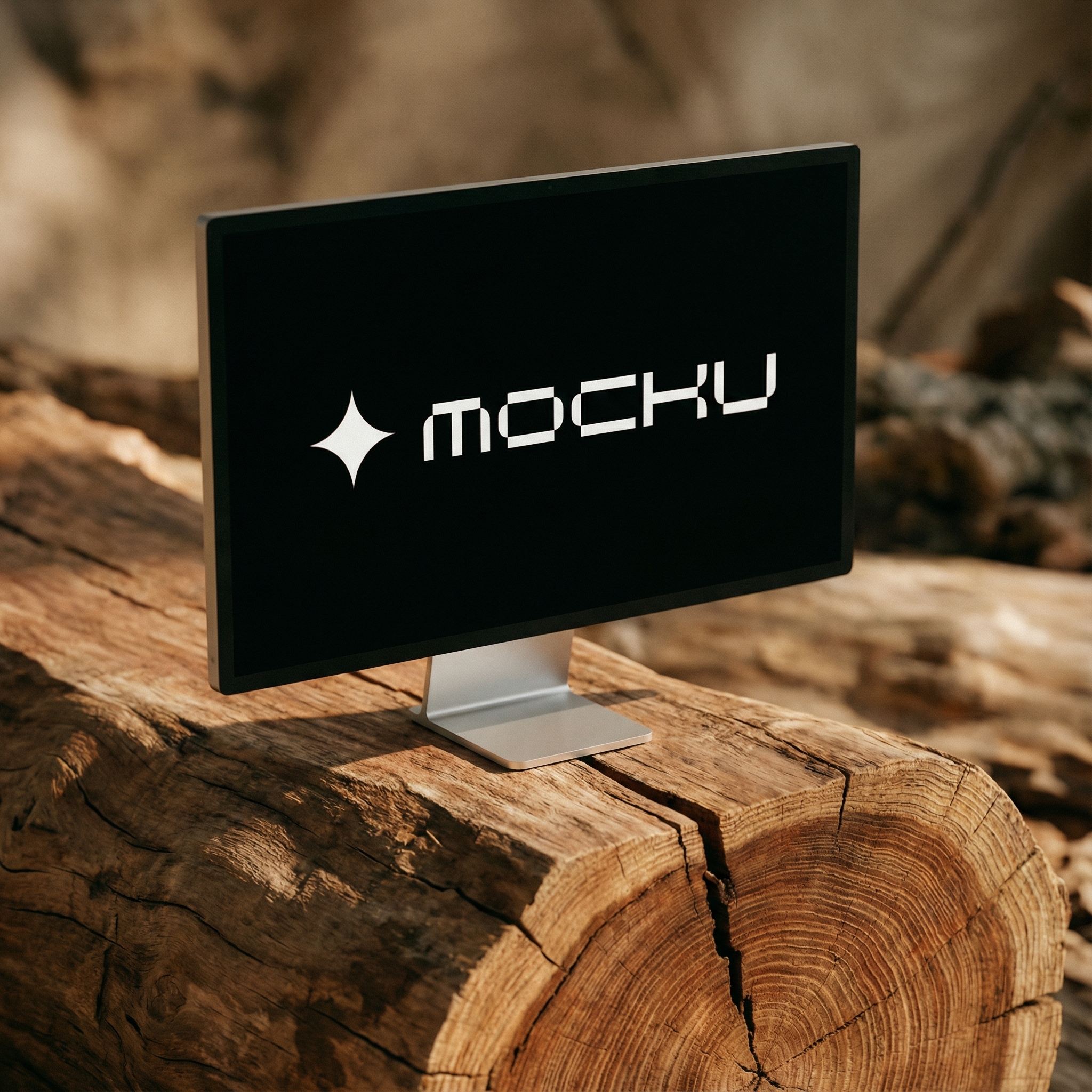 Apple Studio Display Natural Wood Core mockup