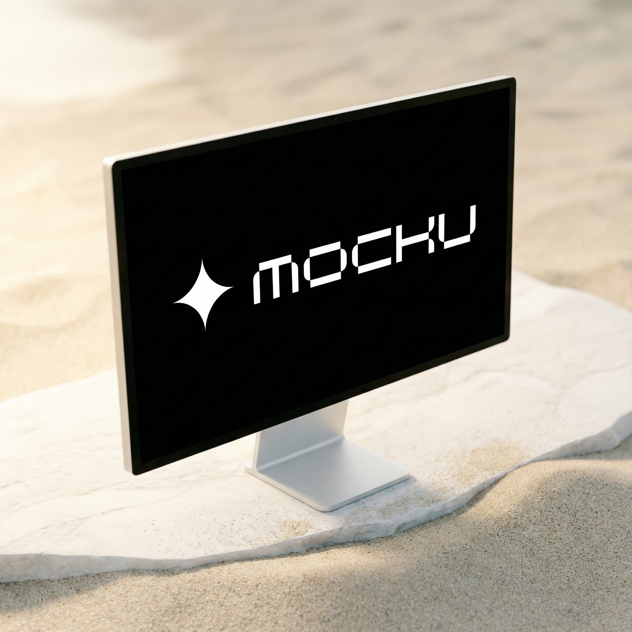 Apple Studio Display White Limestone Sand mockup