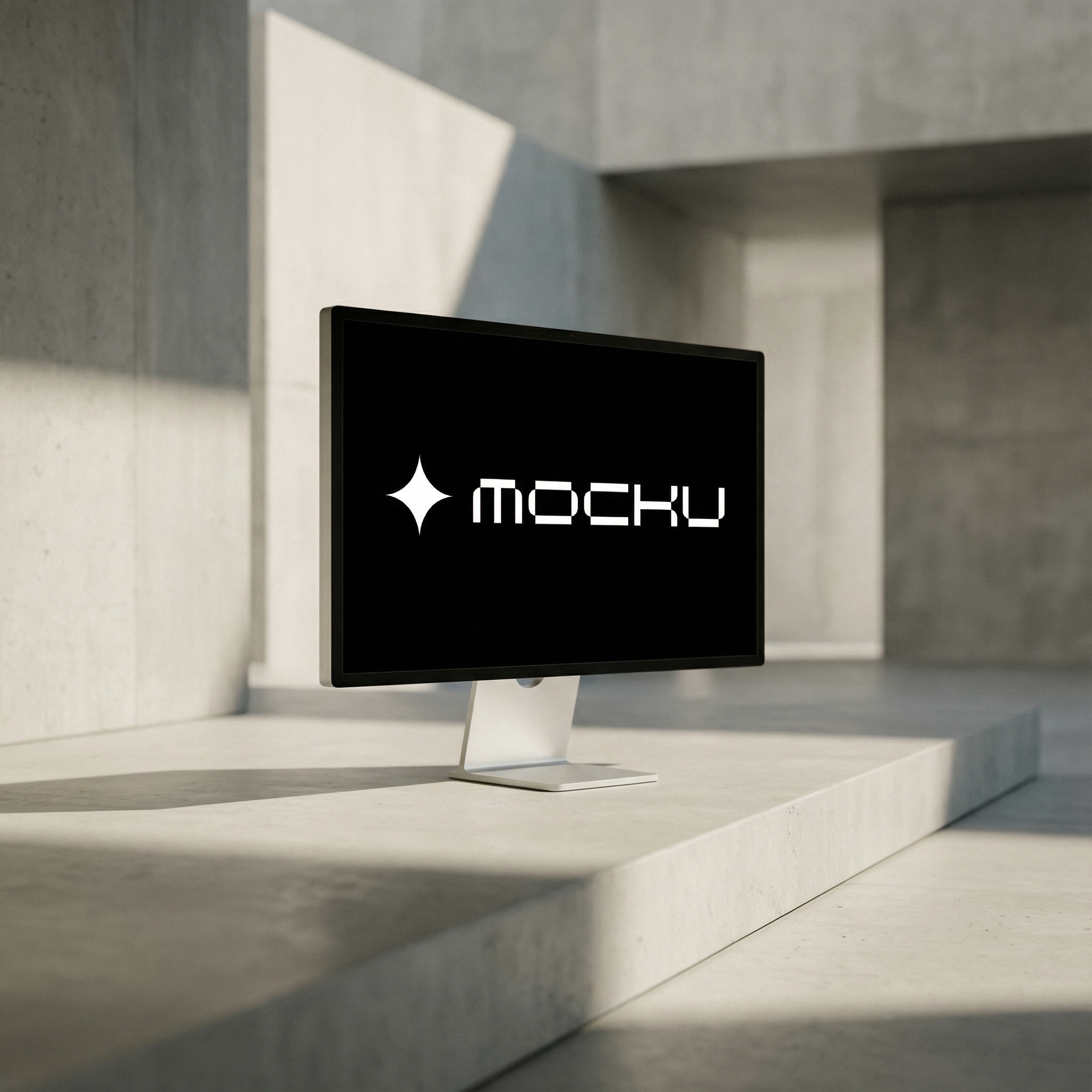 Apple Studio Display Architectural Concrete Modernism mockup