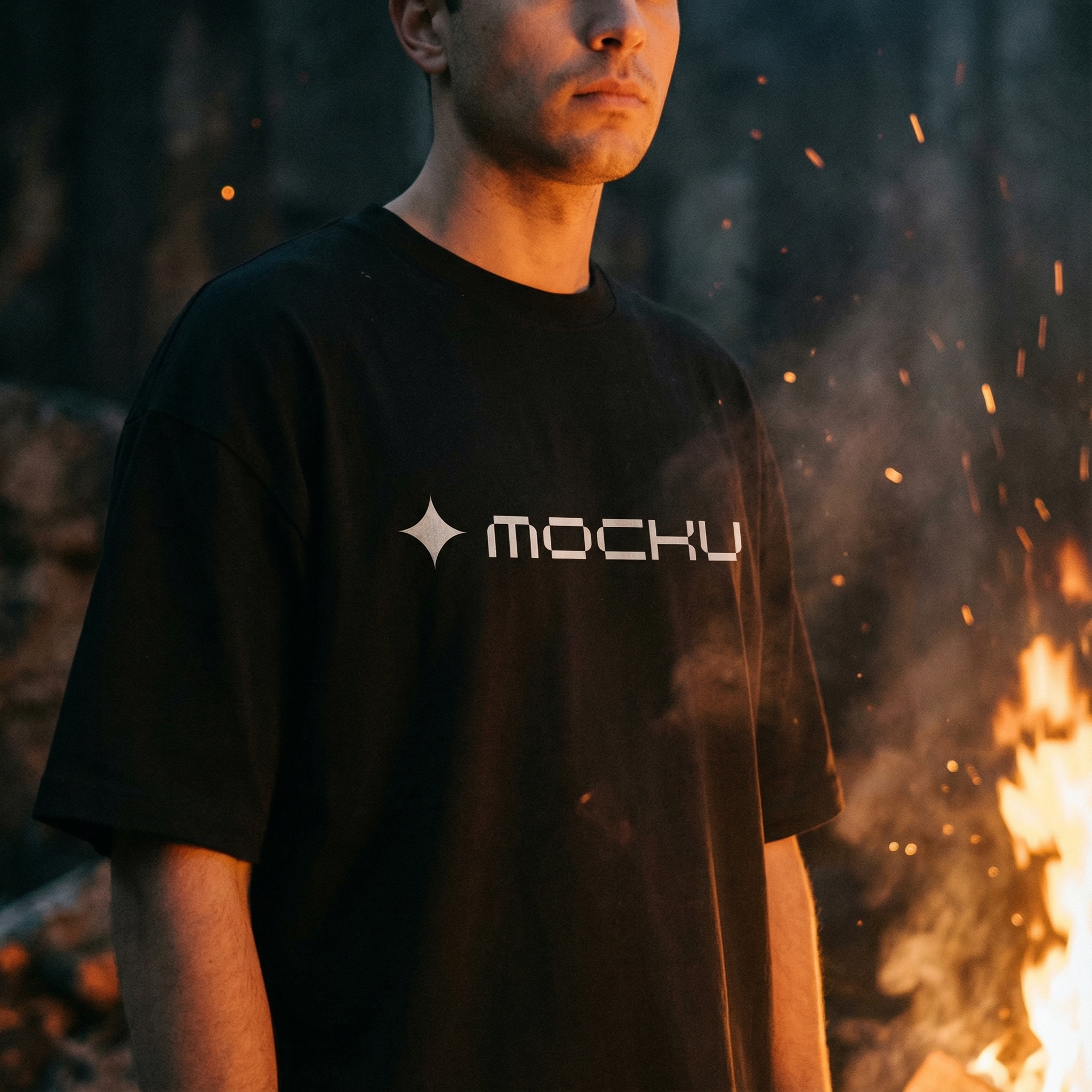 T-Shirt Firelight Cinematic Night mockup