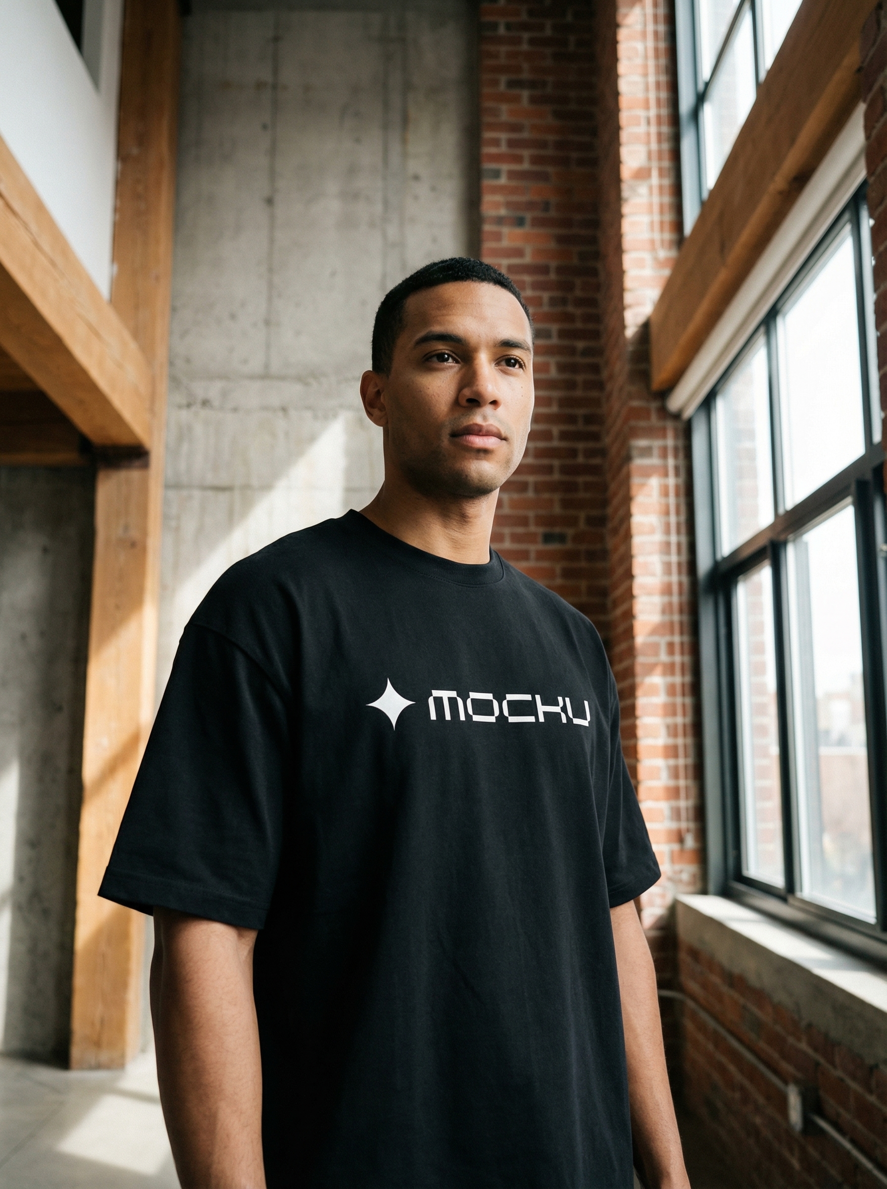 T-Shirt Designer Loft Brick Concrete Wood mockup