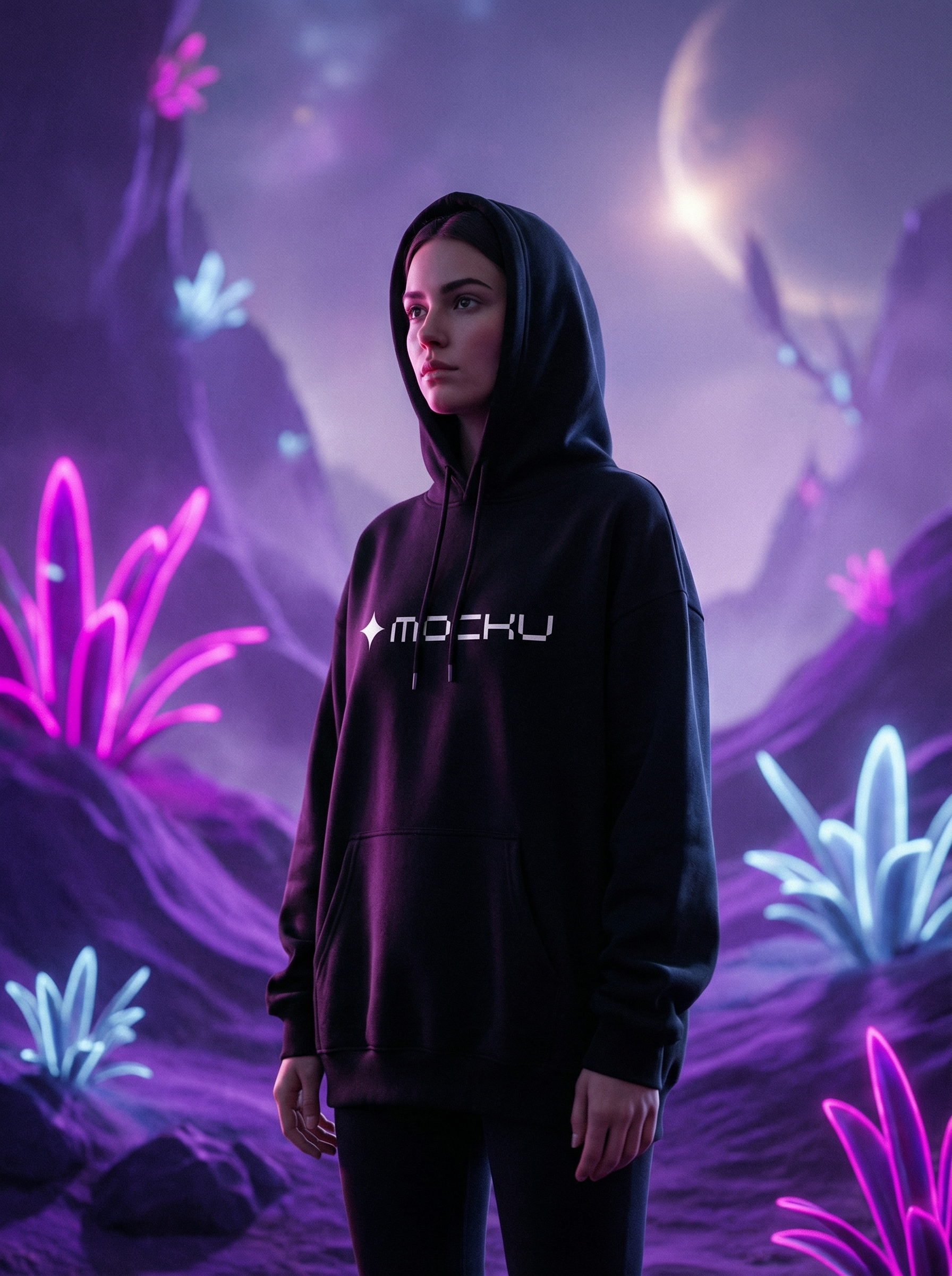 Hoodie Surreal Sci Fi Landscape mockup