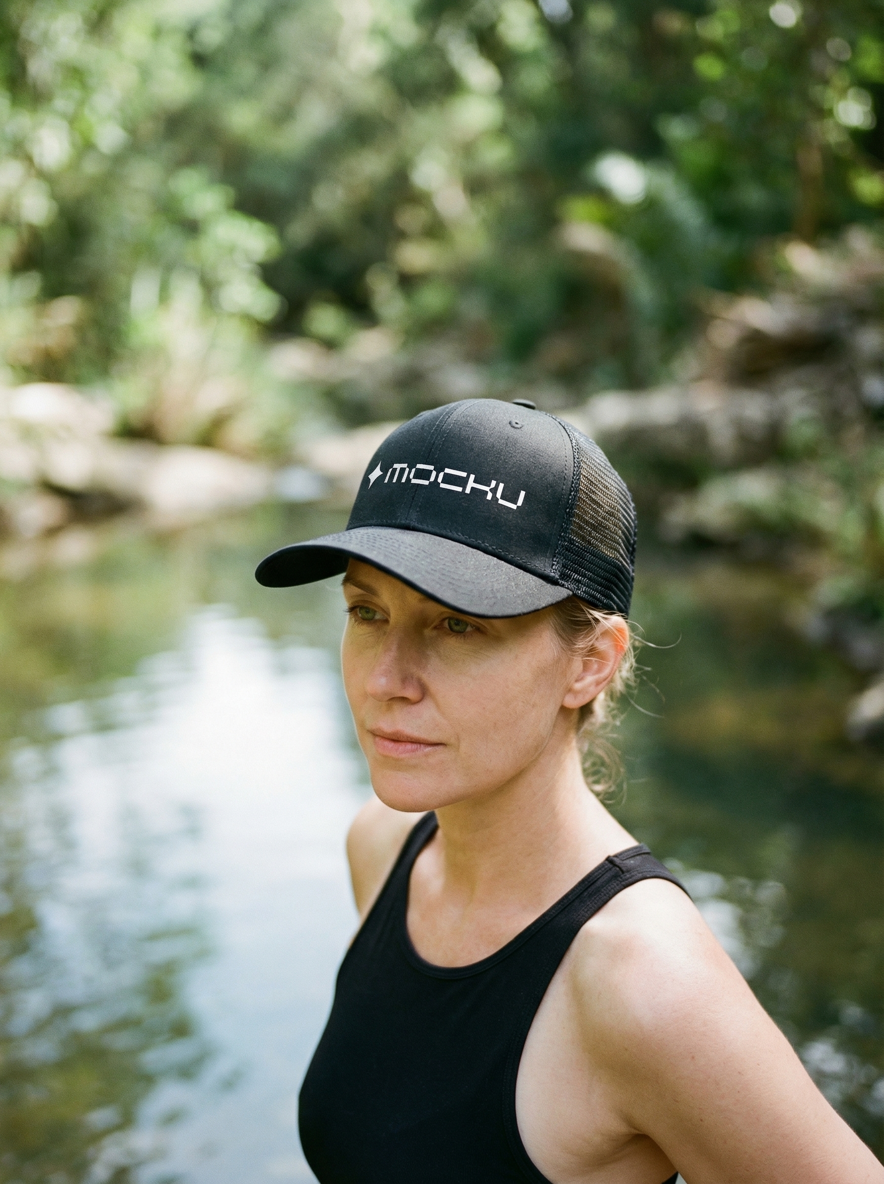 Trucker Baseball Cap Water Reflection mockup