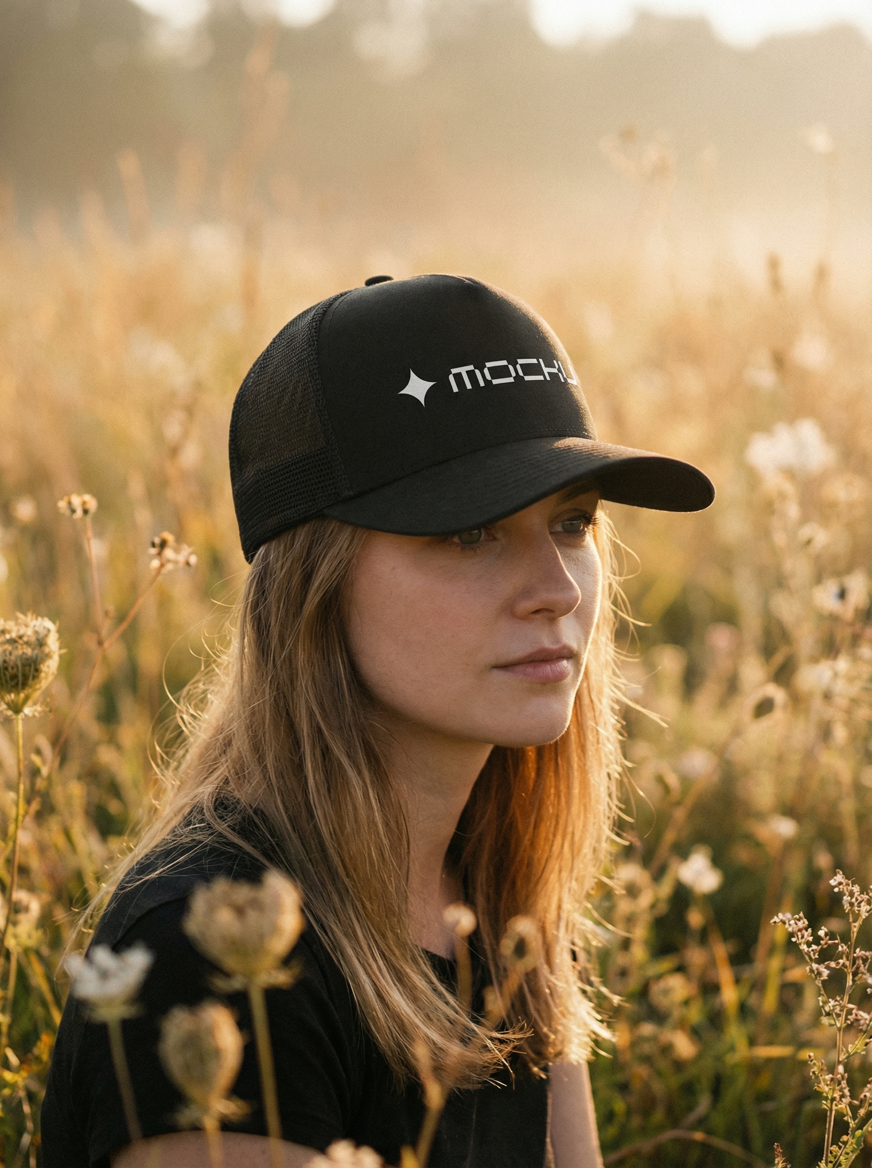 Trucker Baseball Cap Fantasy Meadow mockup