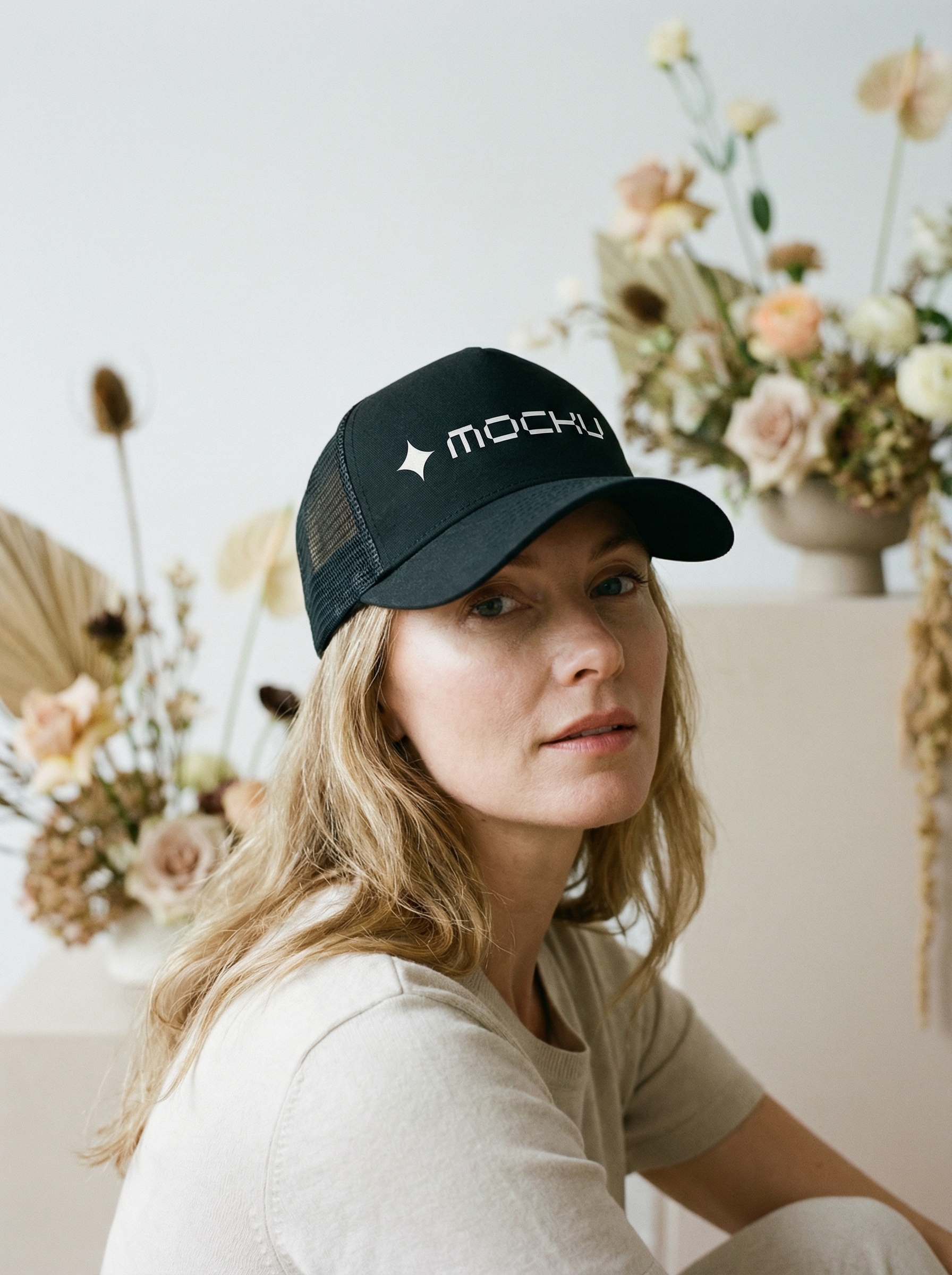 Trucker Baseball Cap Botanical Accent mockup