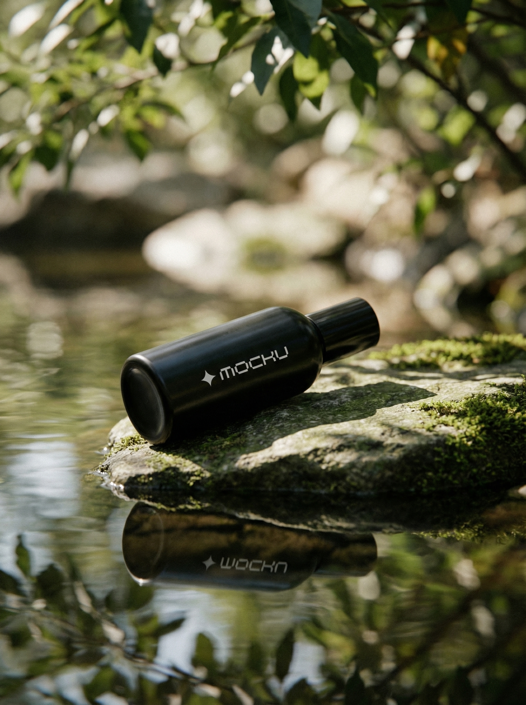 Cosmetic Bottle Water Reflection mockup