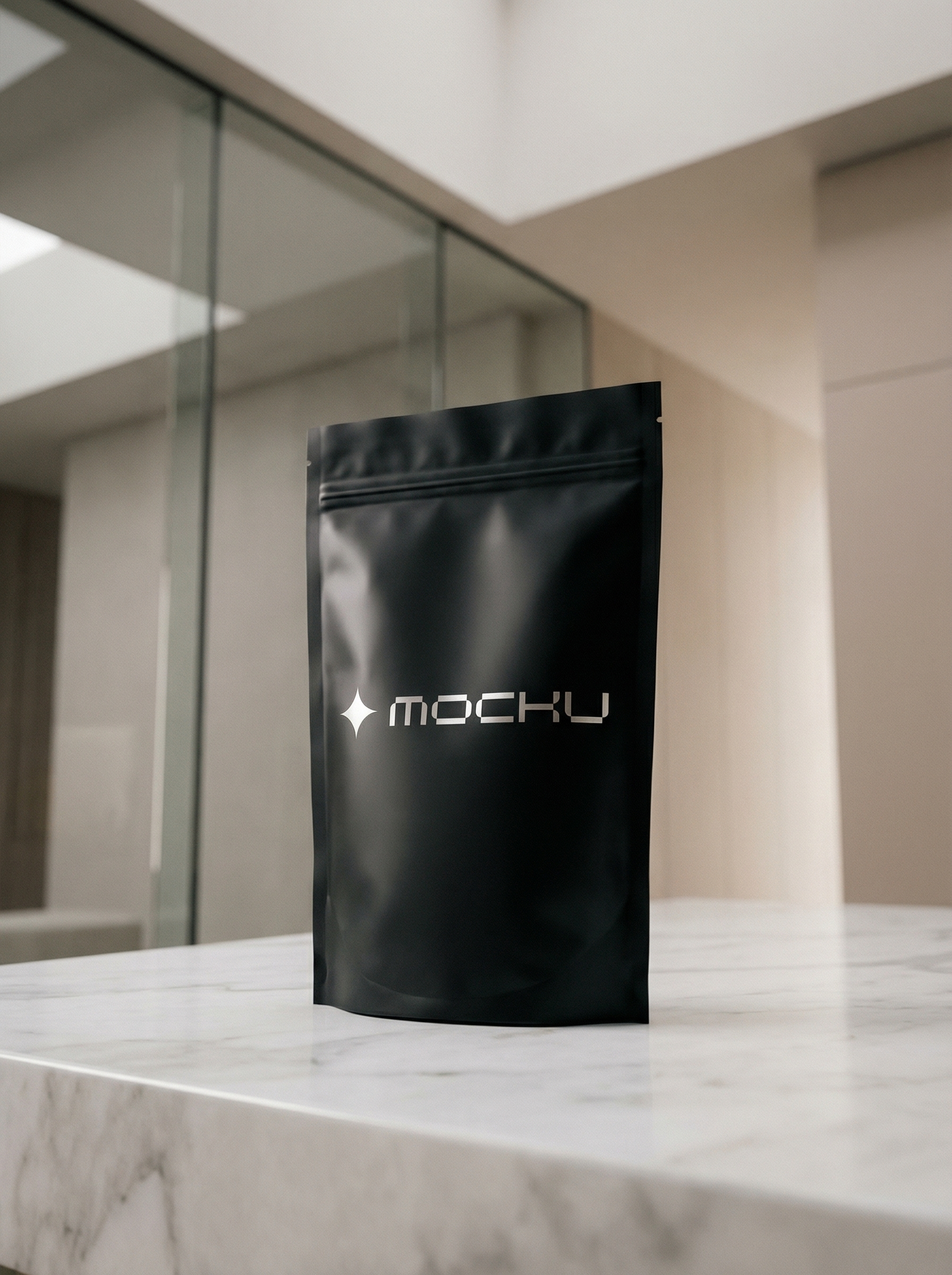 Protein Powder Pouch Minimal White mockup
