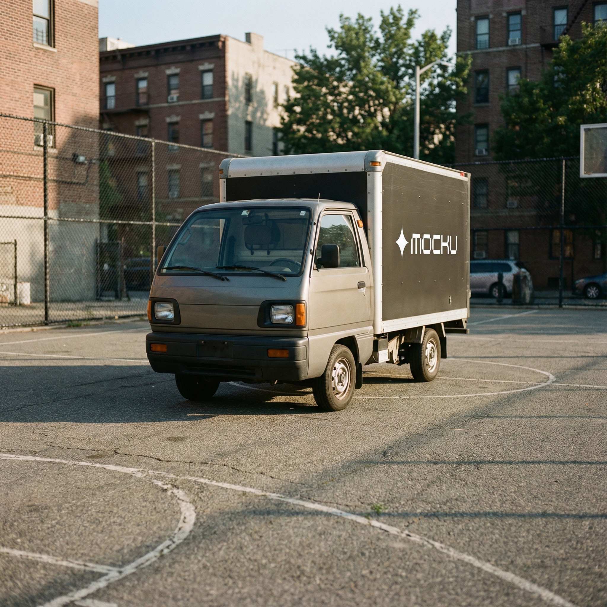 Small Box Van Urban Court Lifestyle mockup