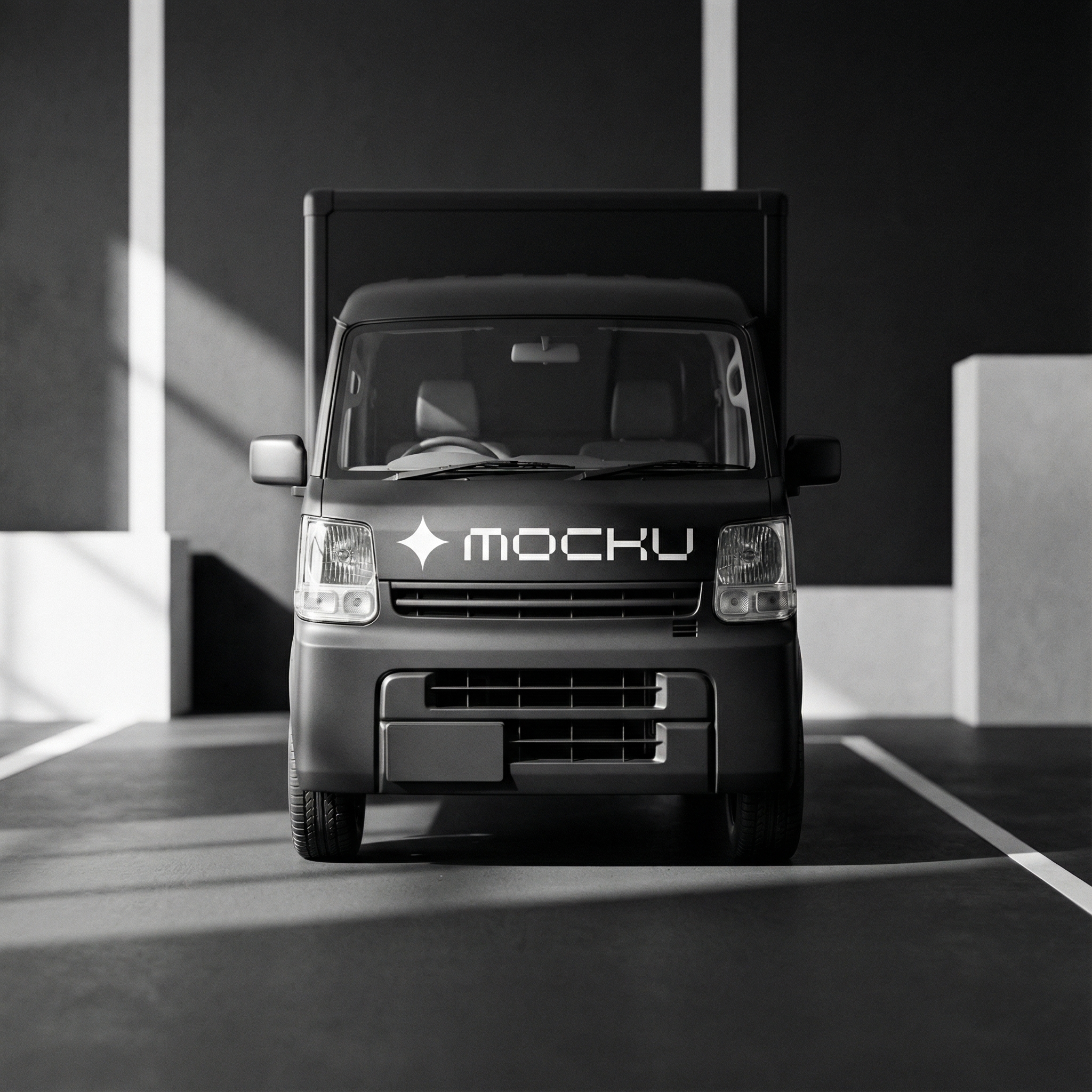 Small Box Van Charcoal Chalk Study mockup