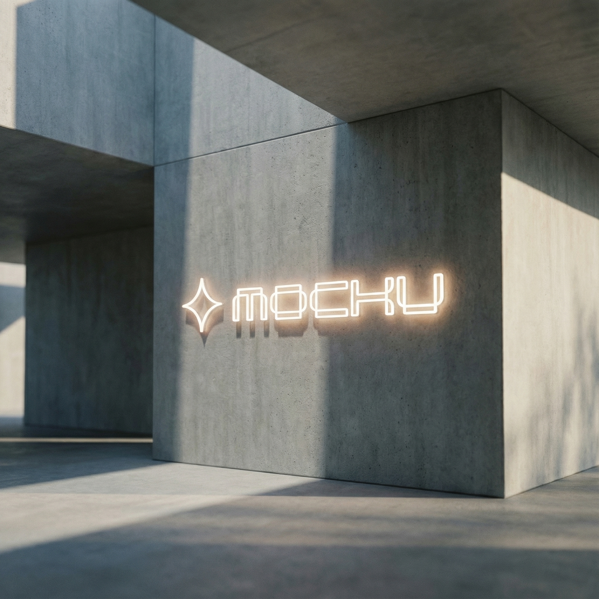 Neon Sign Architectural Concrete Modernism mockup