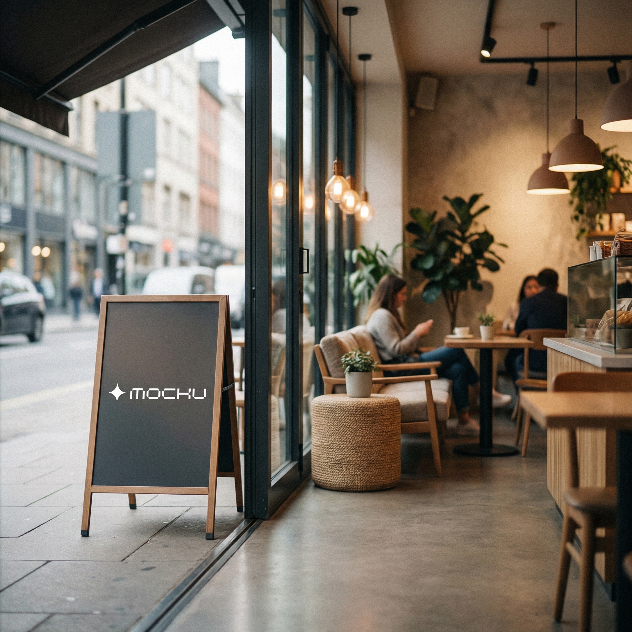 Folding Sign Board Coffee Shop mockup
