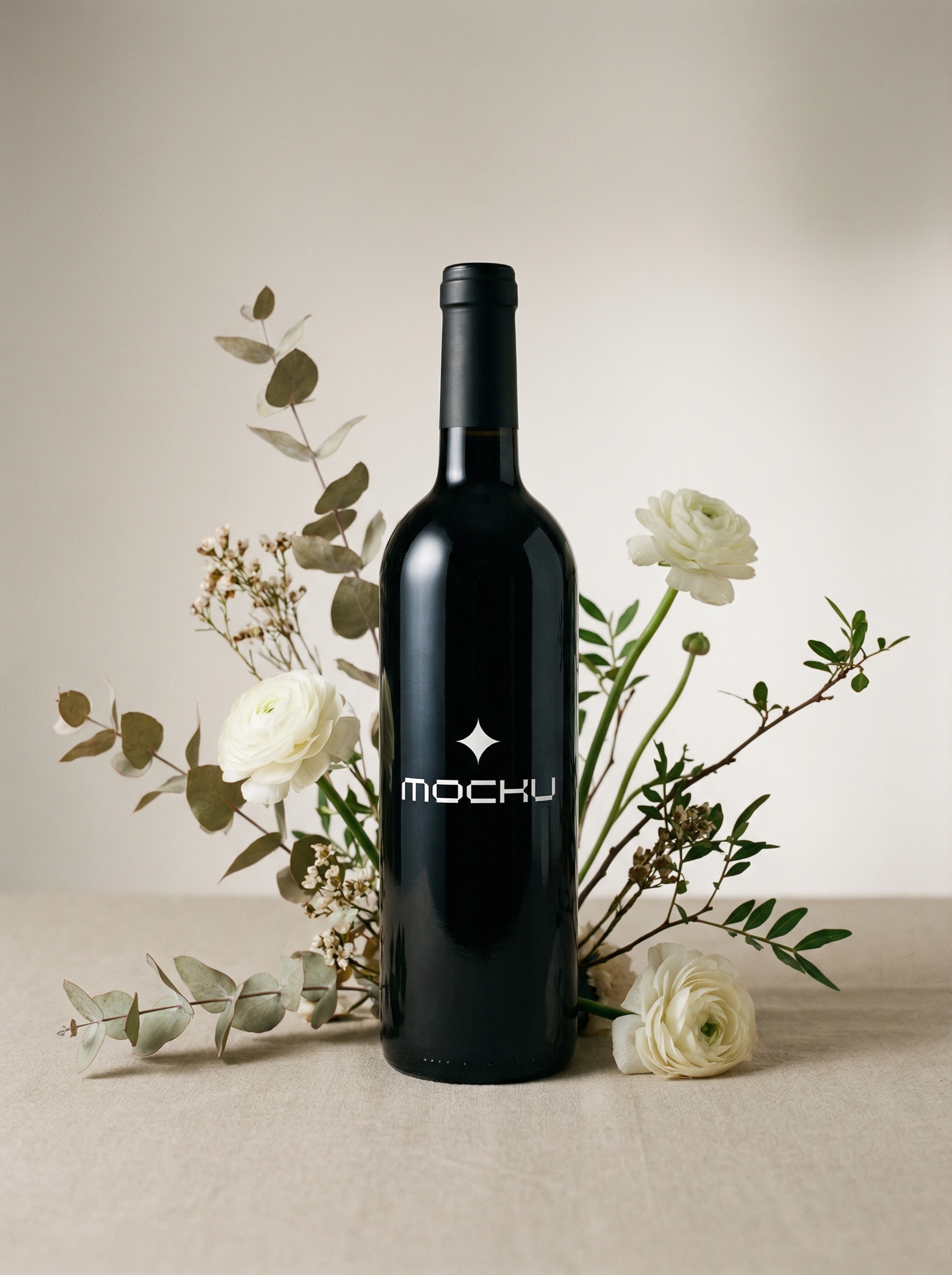 Wine Bottle Botanical Accent mockup