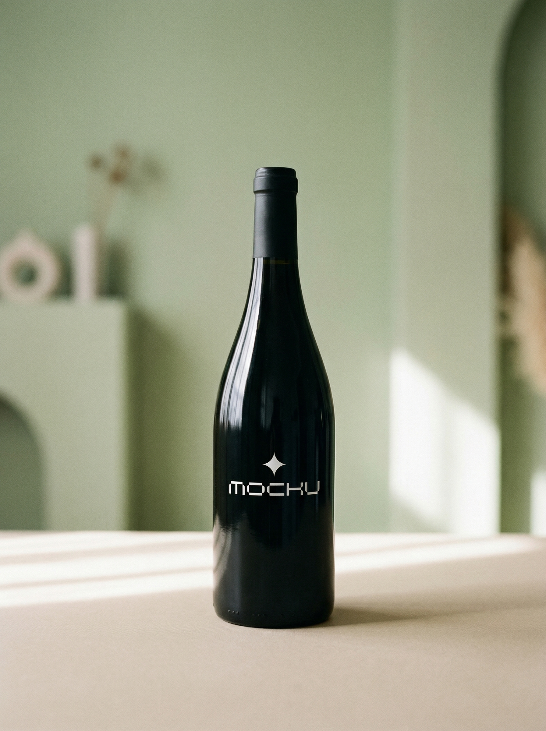 Wine Bottle Minimal White mockup