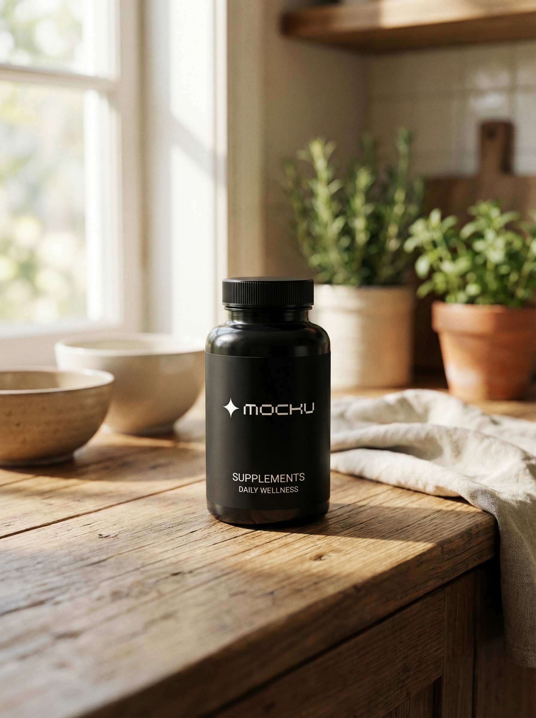 Supplement Bottle Kitchen mockup