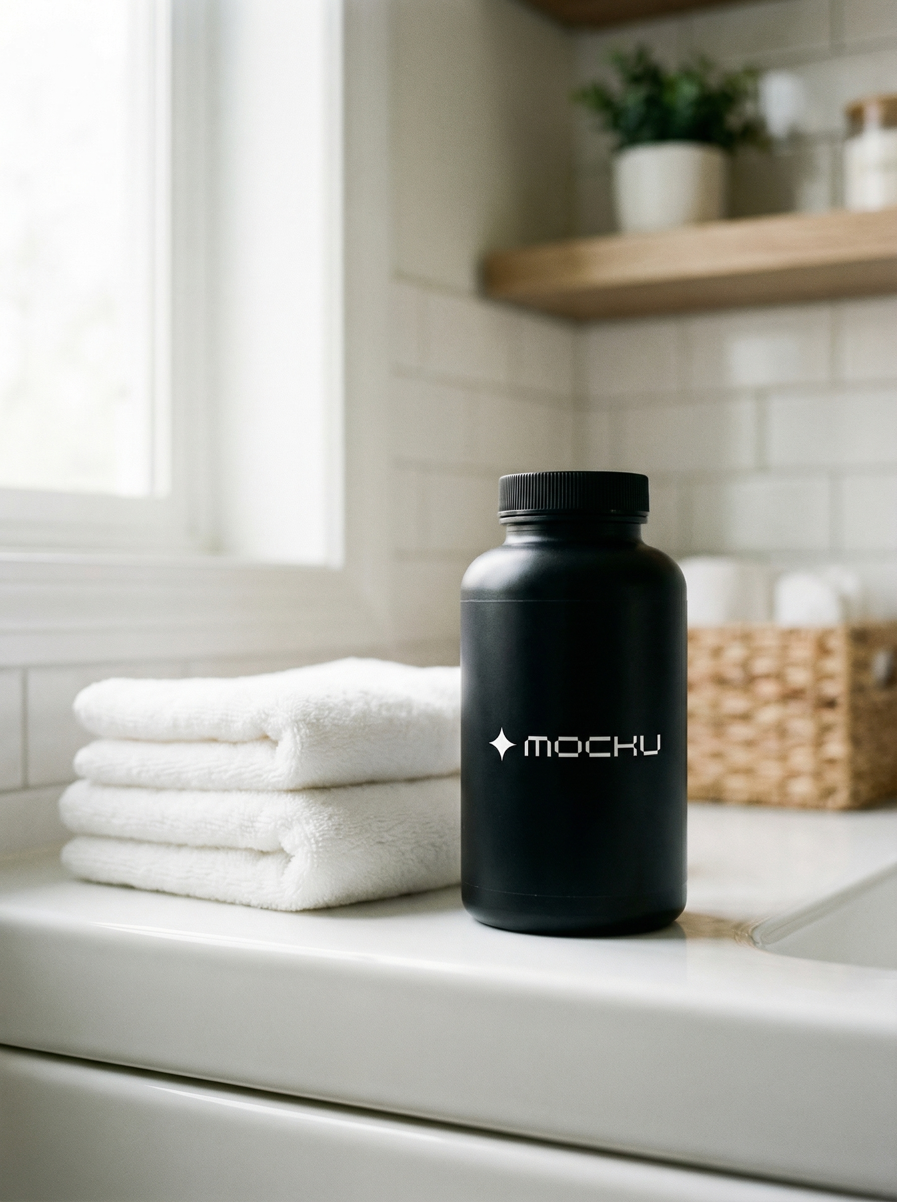 Supplement Bottle Bathroom mockup