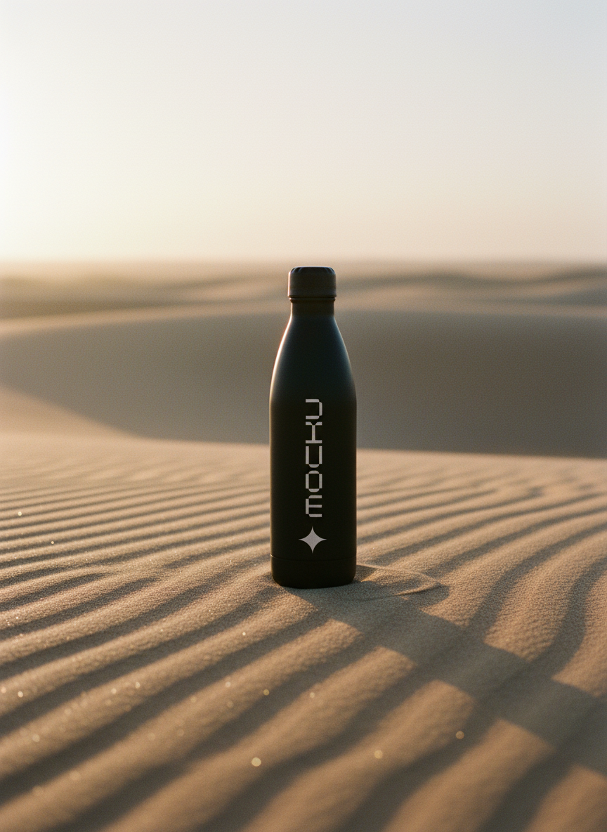 Metal Water Bottle Minimal White mockup