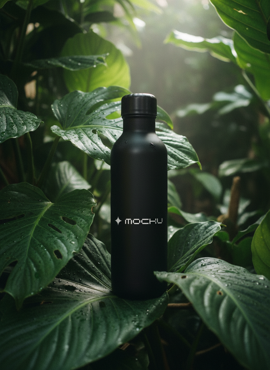 Metal Water Bottle Minimal White mockup