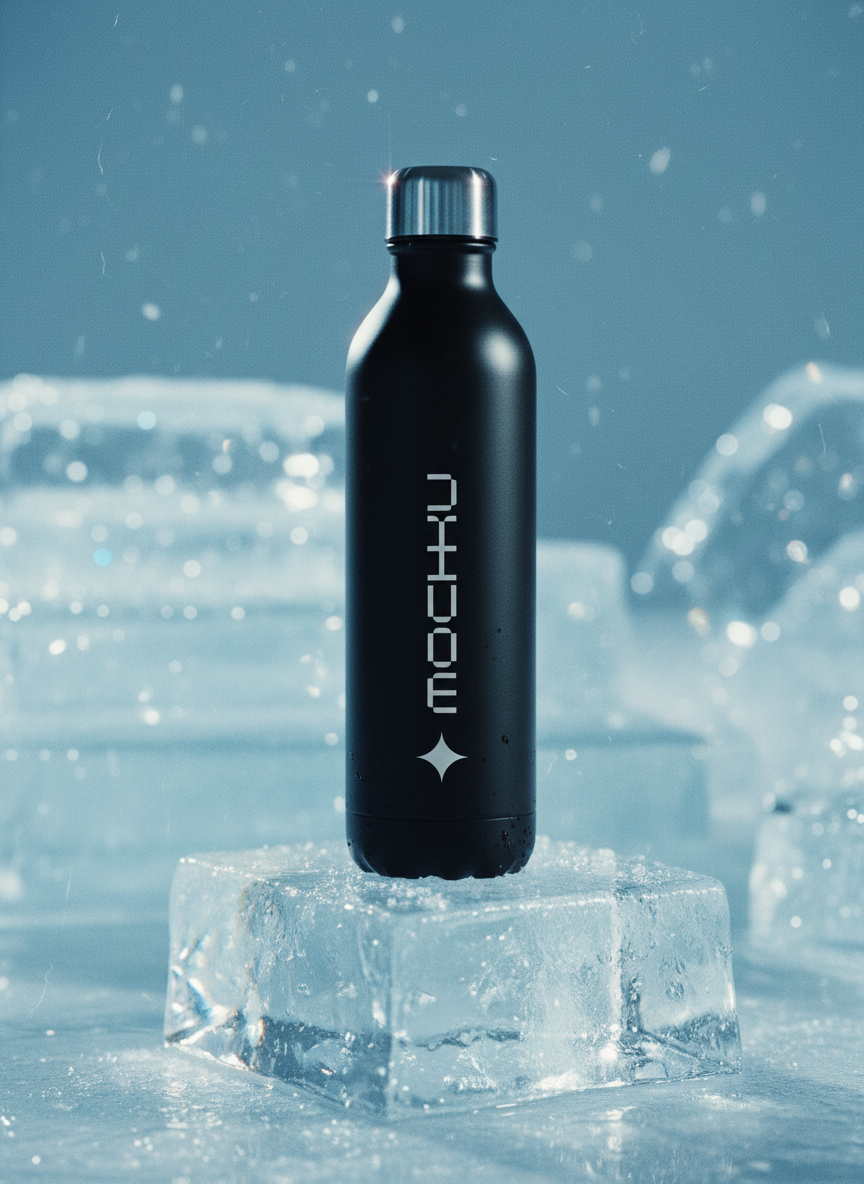 Metal Water Bottle Minimal White mockup