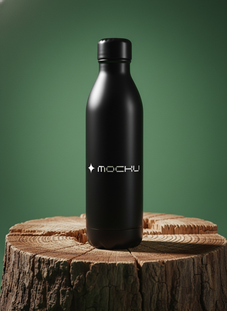 Metal Water Bottle Minimal White mockup
