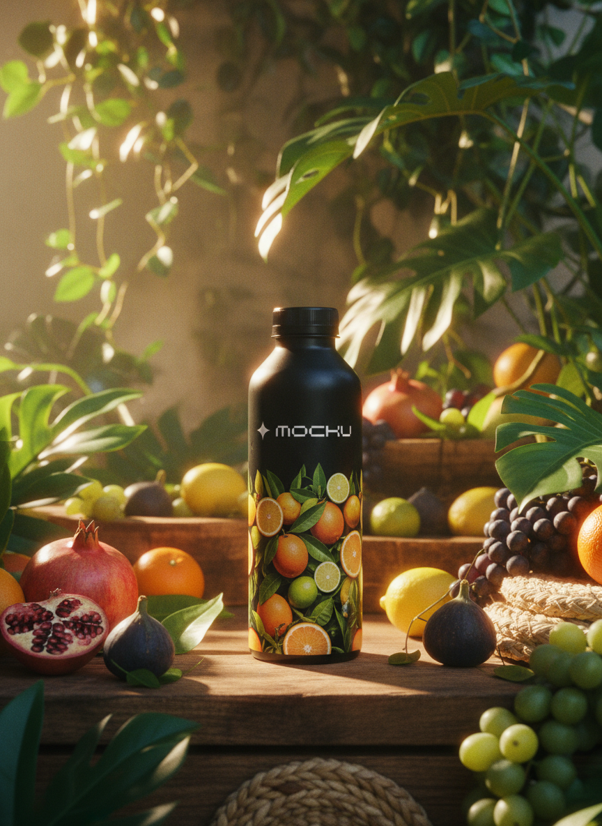 Juice Bottle Minimal White mockup