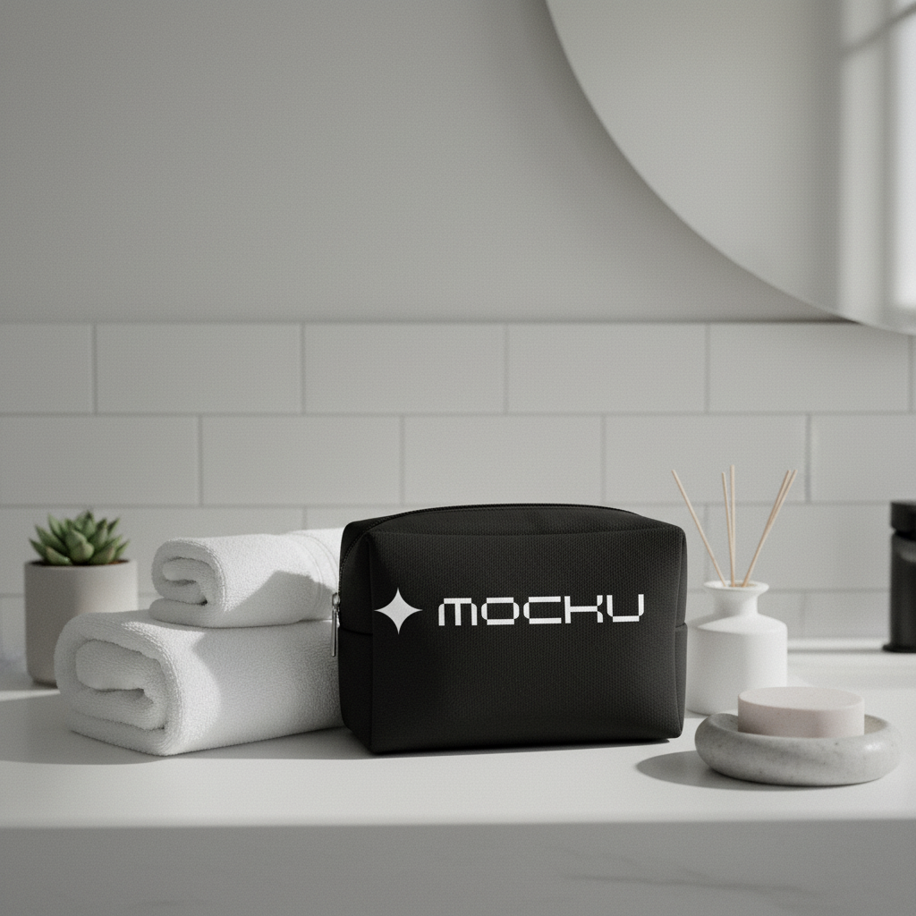 Cosmetic Toiletry Bag Bathroom mockup