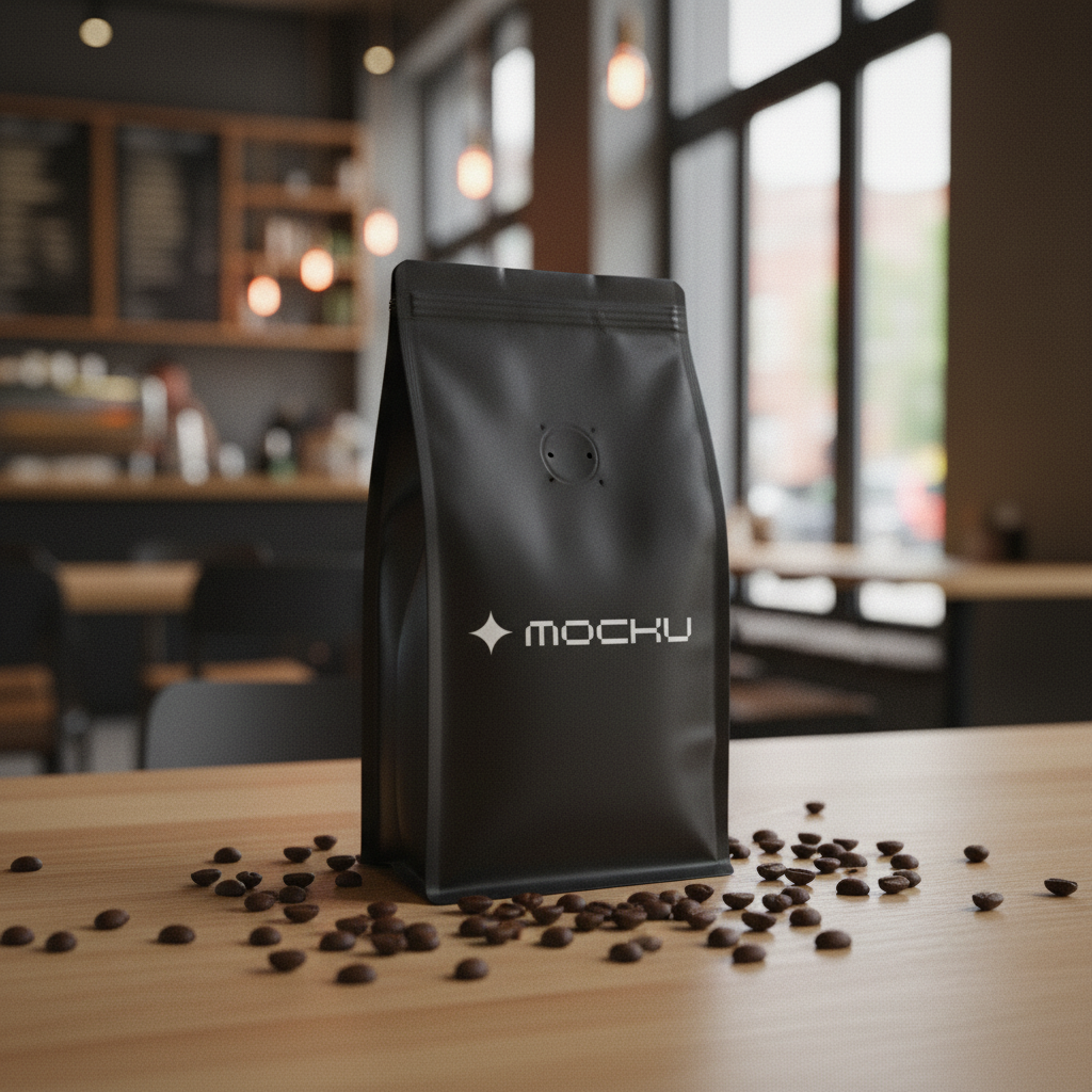 Coffee Bean Bag Minimal White mockup