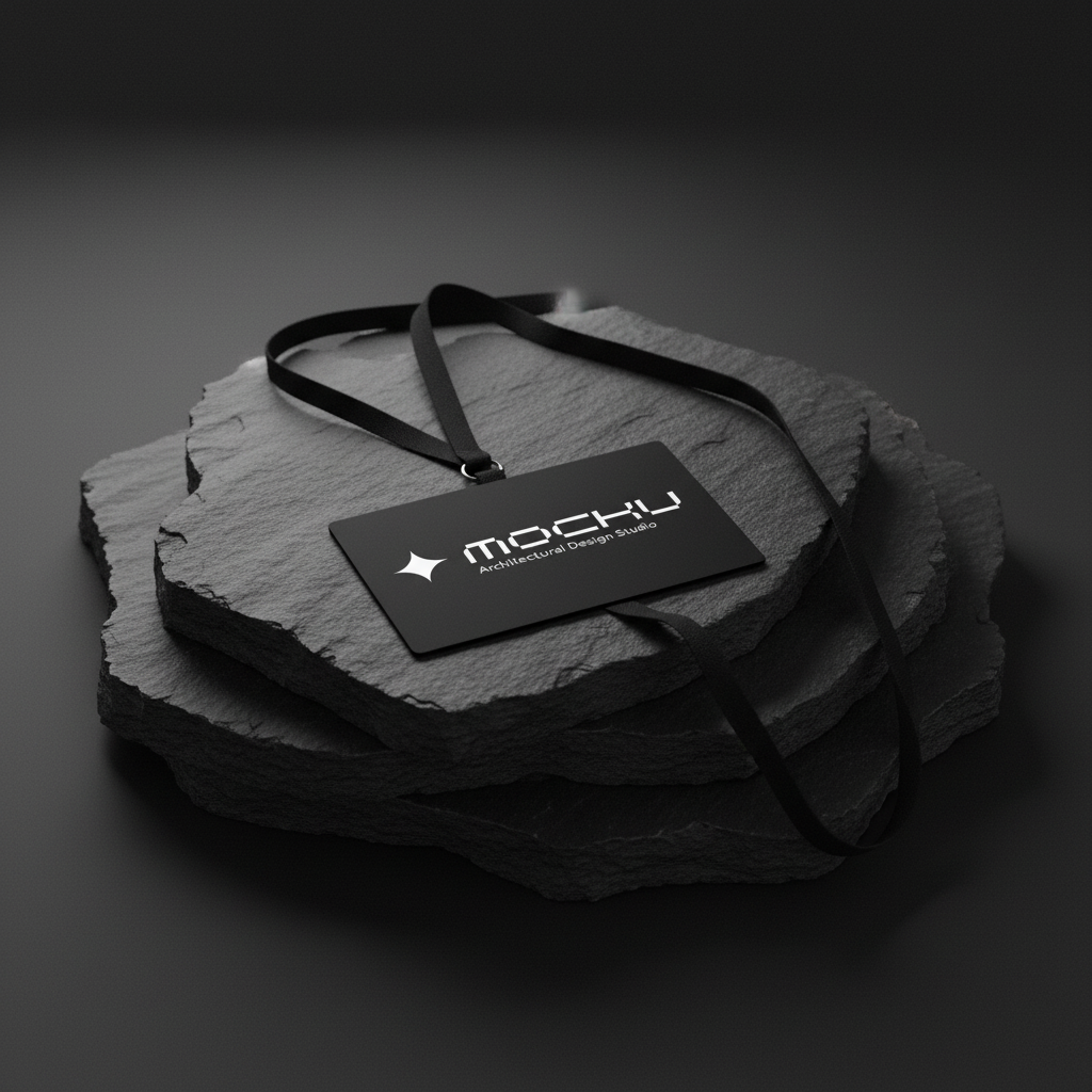 ID Card with Lanyard Basalt Architectural mockup