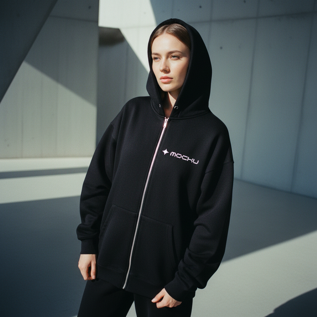 Zip Hoodie Architectural Concrete Modernism mockup