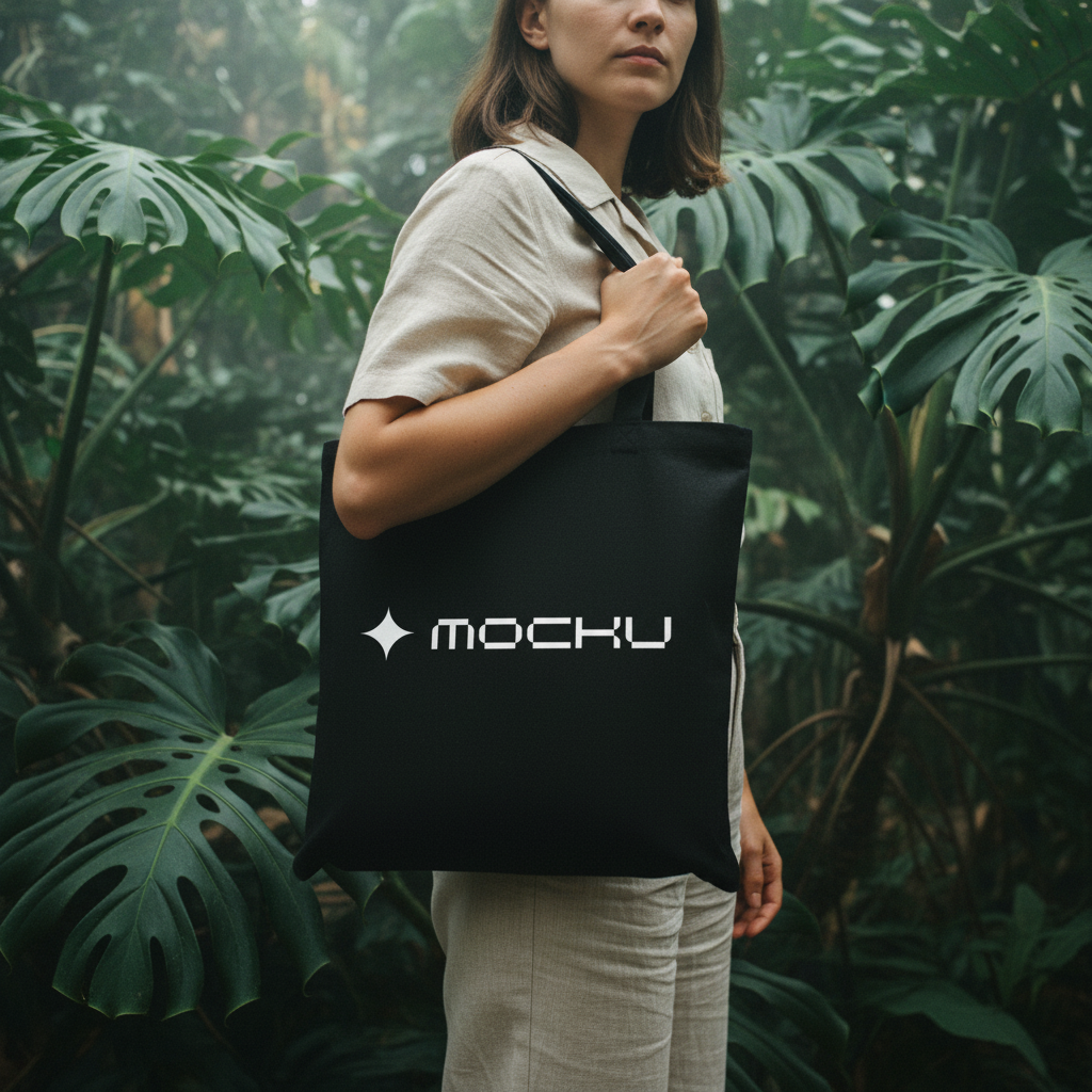 Tote Bag Large Leaf Botanical Canopy mockup