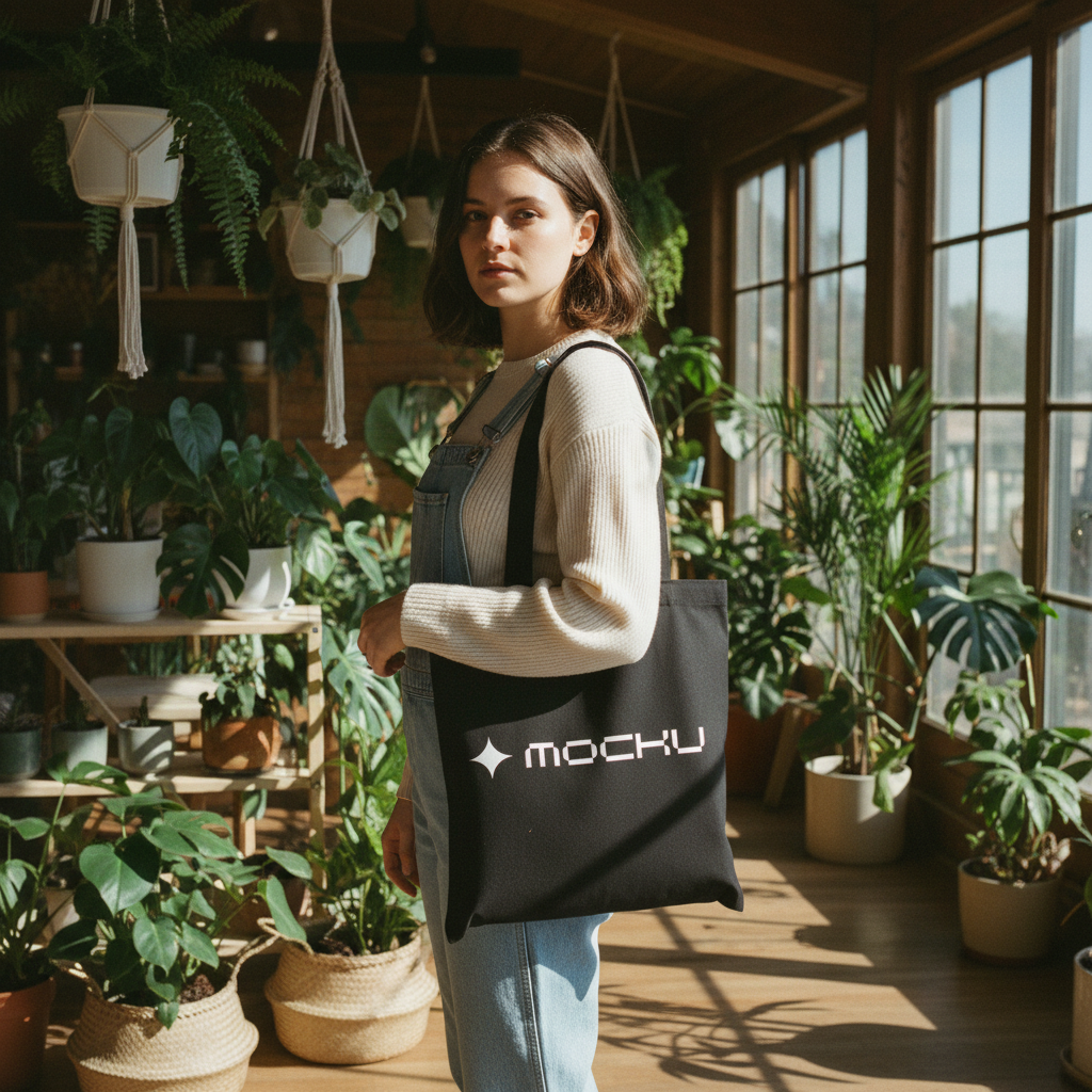 Tote Bag Sunlit Biophilic Interior mockup