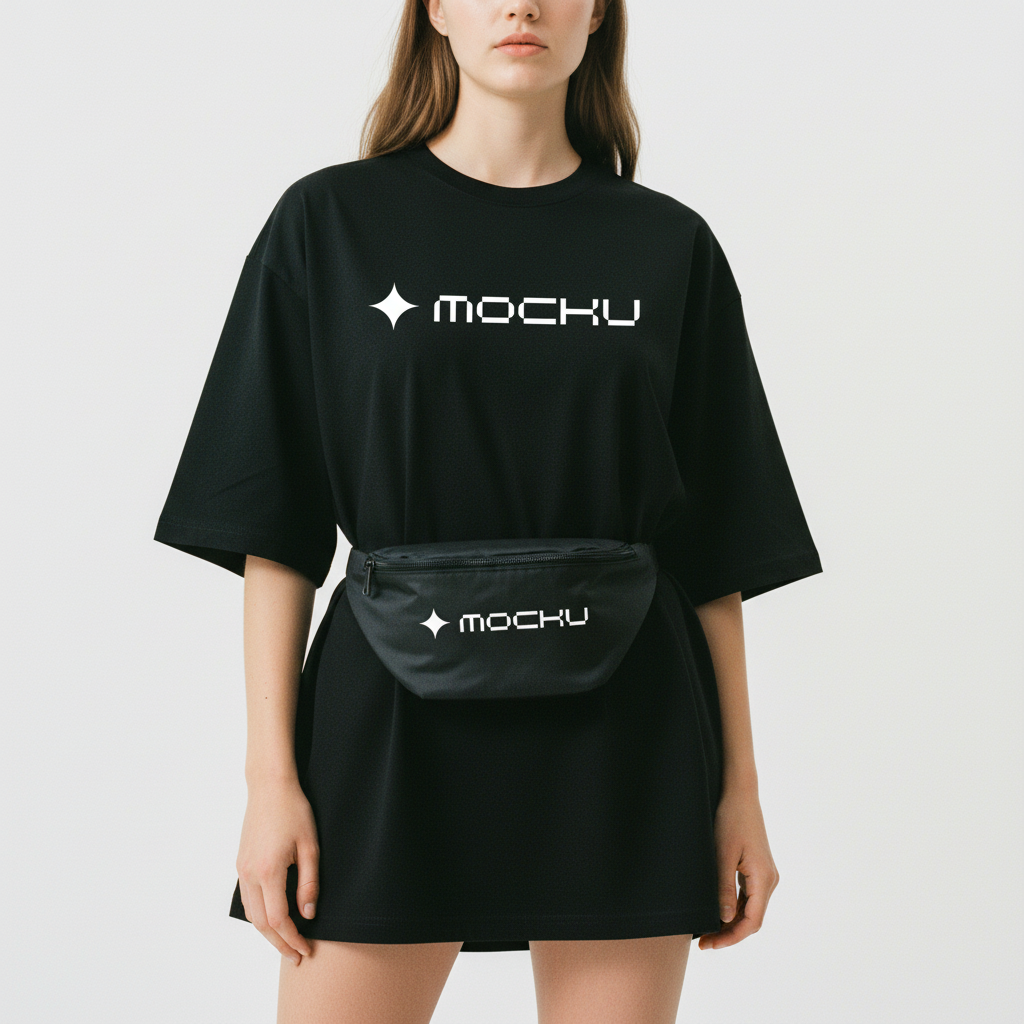 Small Waist Sport Bag Minimal White mockup