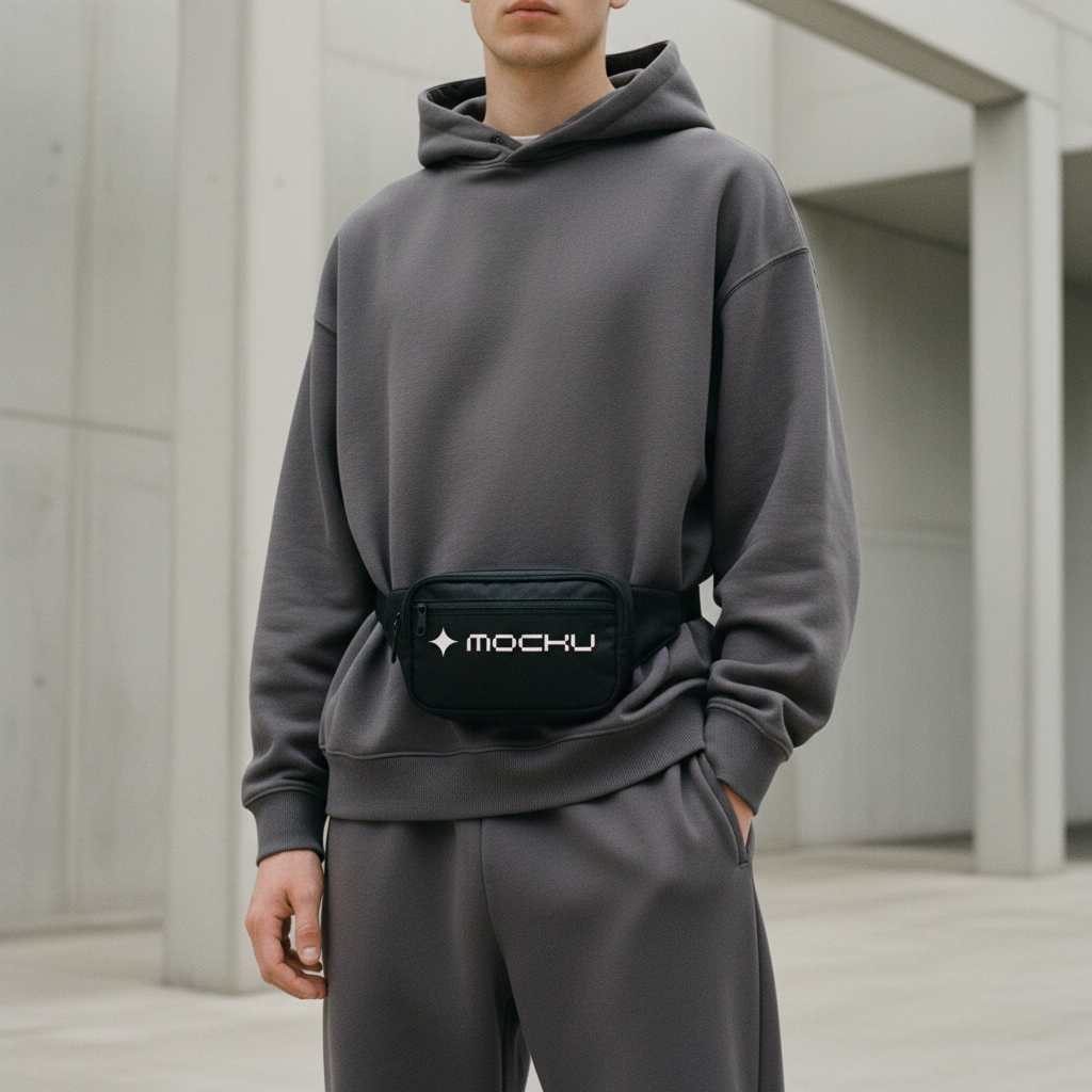 Small Waist Sport Bag Concrete mockup