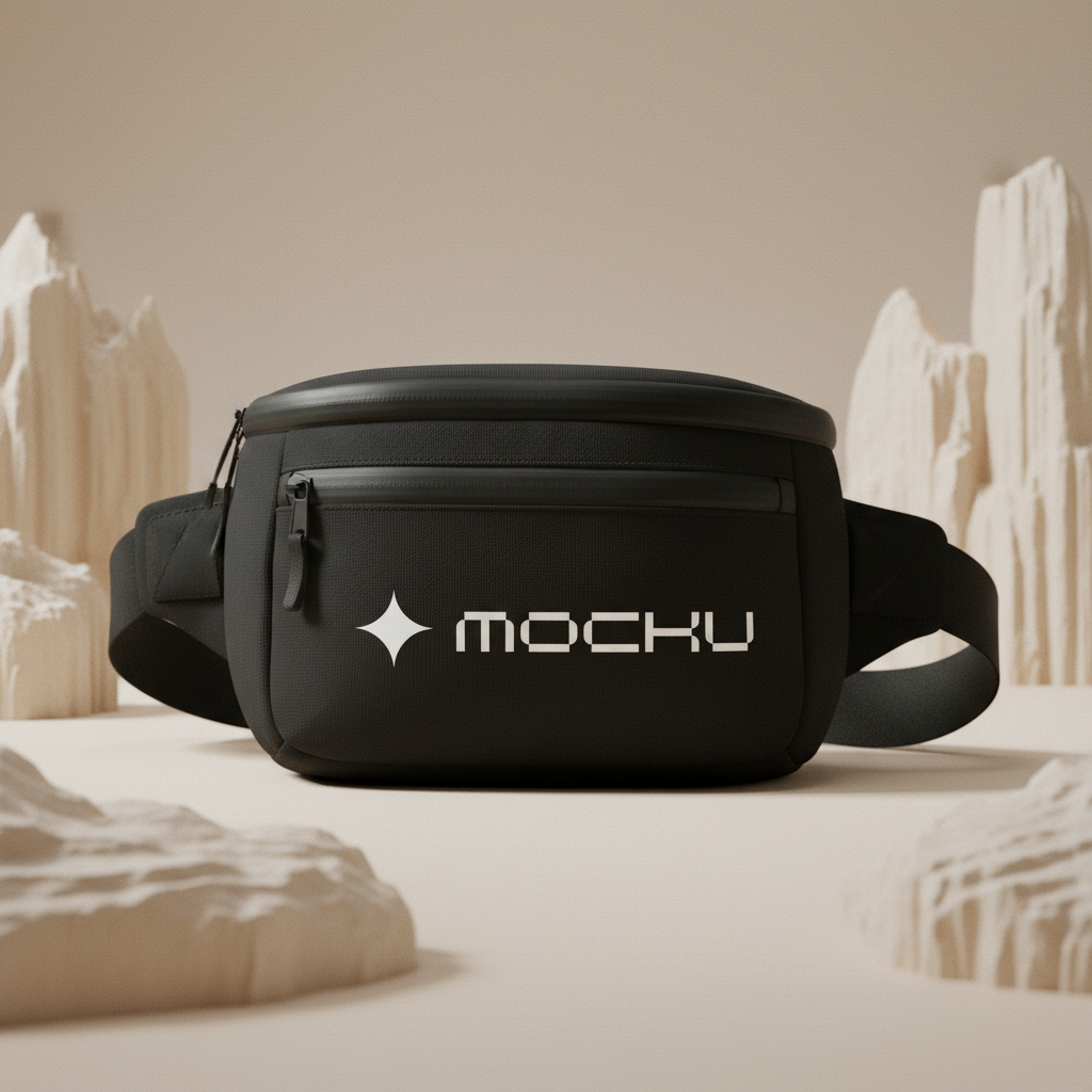 Small Waist Sport Bag Ivory Sand Silence mockup