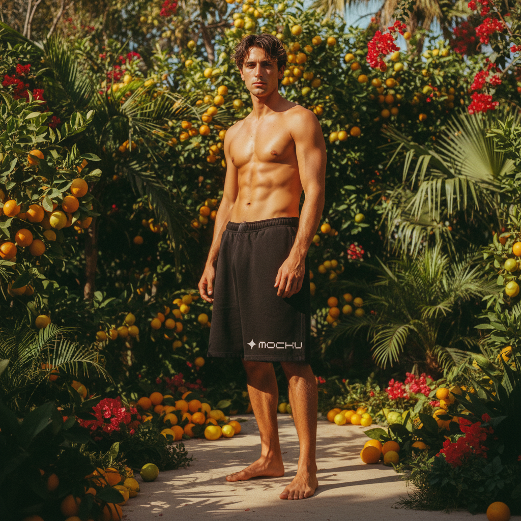 Shorts Mediterranean Tropical Abundance mockup