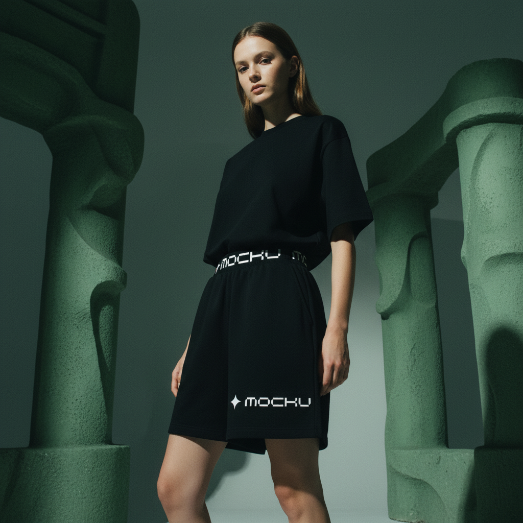 Shorts Verdant Sculptural Space mockup