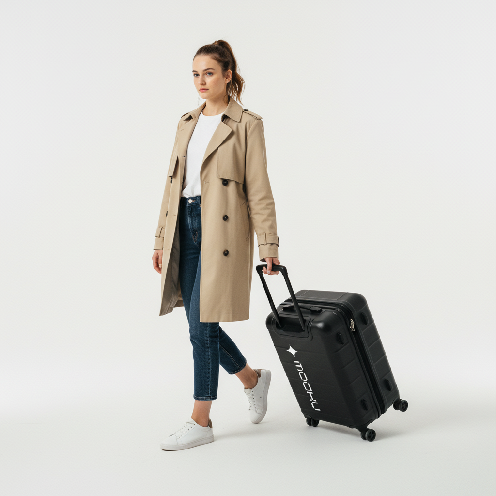 Rolling Travel Suitcase Minimal White mockup