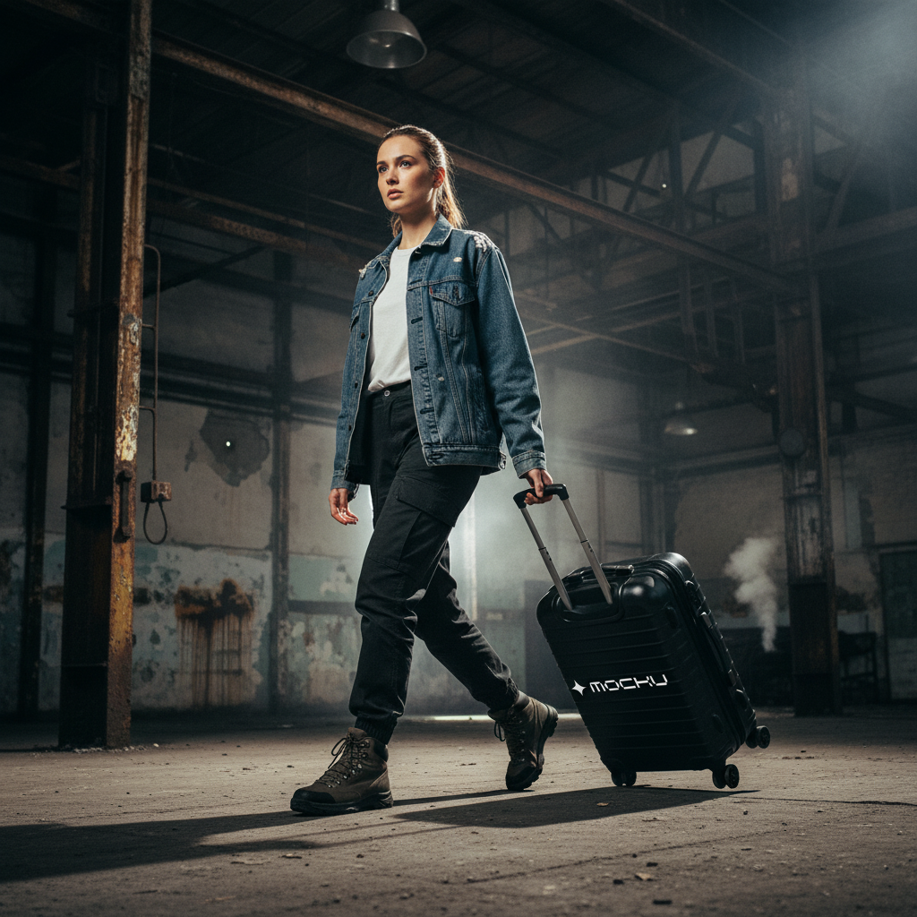 Rolling Travel Suitcase Lifestyle mockup