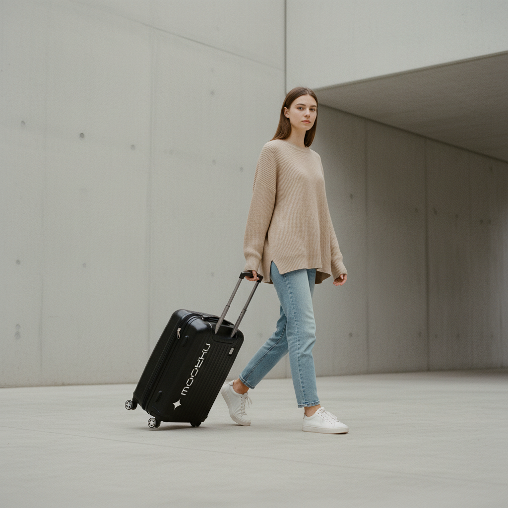 Rolling Travel Suitcase Concrete mockup