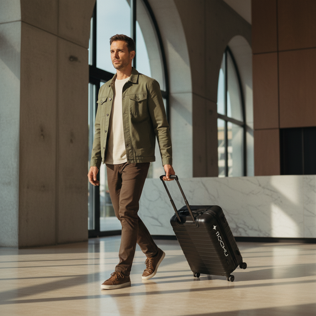 Rolling Travel Suitcase Refined Organic Editorial mockup