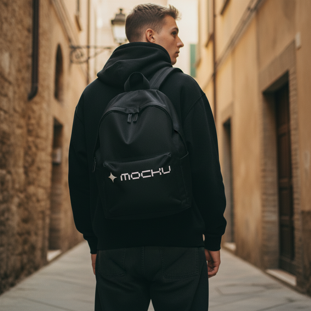 Backpack Italian Old Town Morning mockup