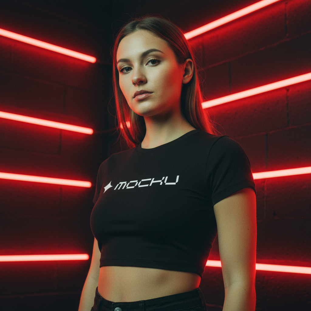 Crop Top Red Neon Wall Strip mockup