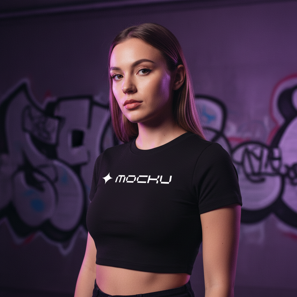 Crop Top Purple Graffiti Shadow mockup