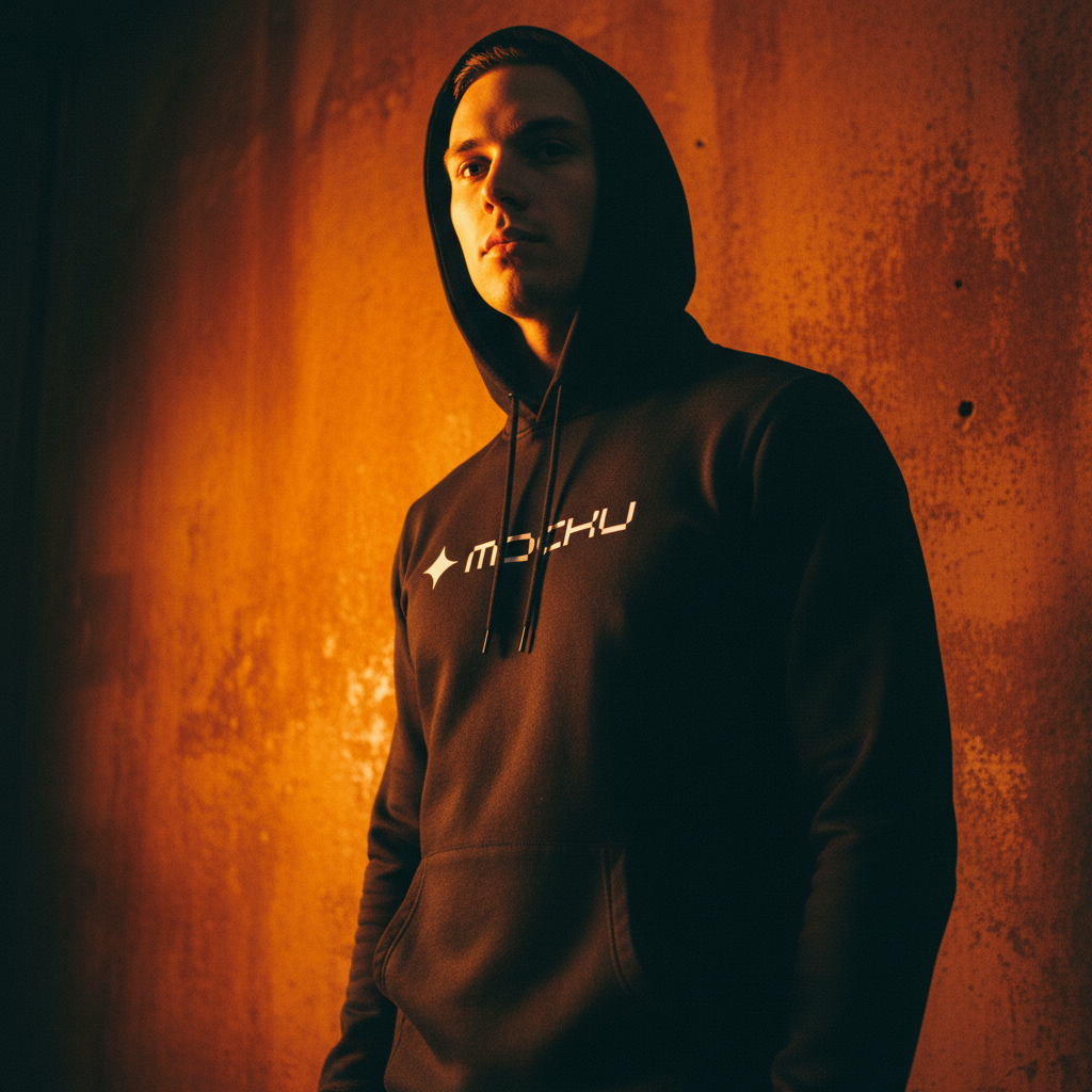 Hoodie Orange Rust Wall mockup