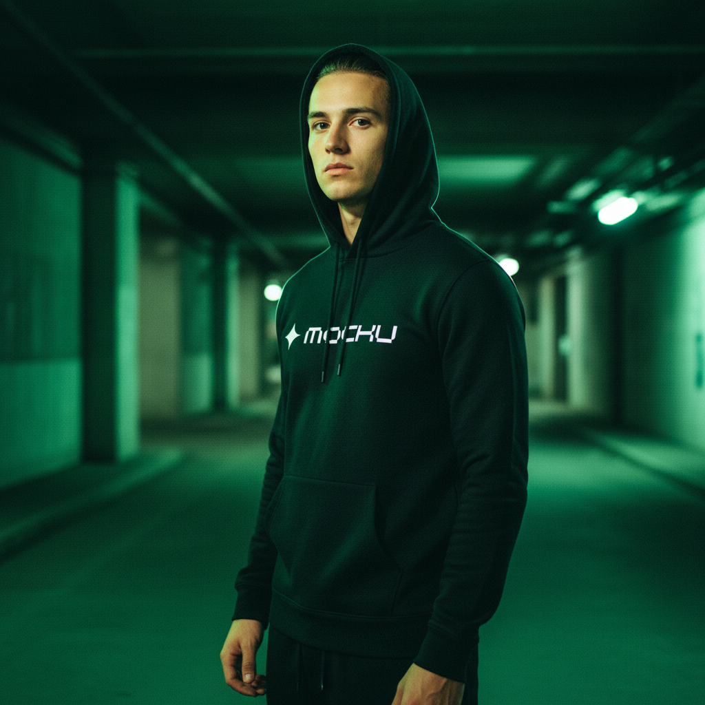 Hoodie Green Neon Underpass mockup