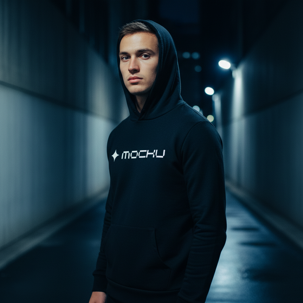 Hoodie Blue Concrete Alley mockup