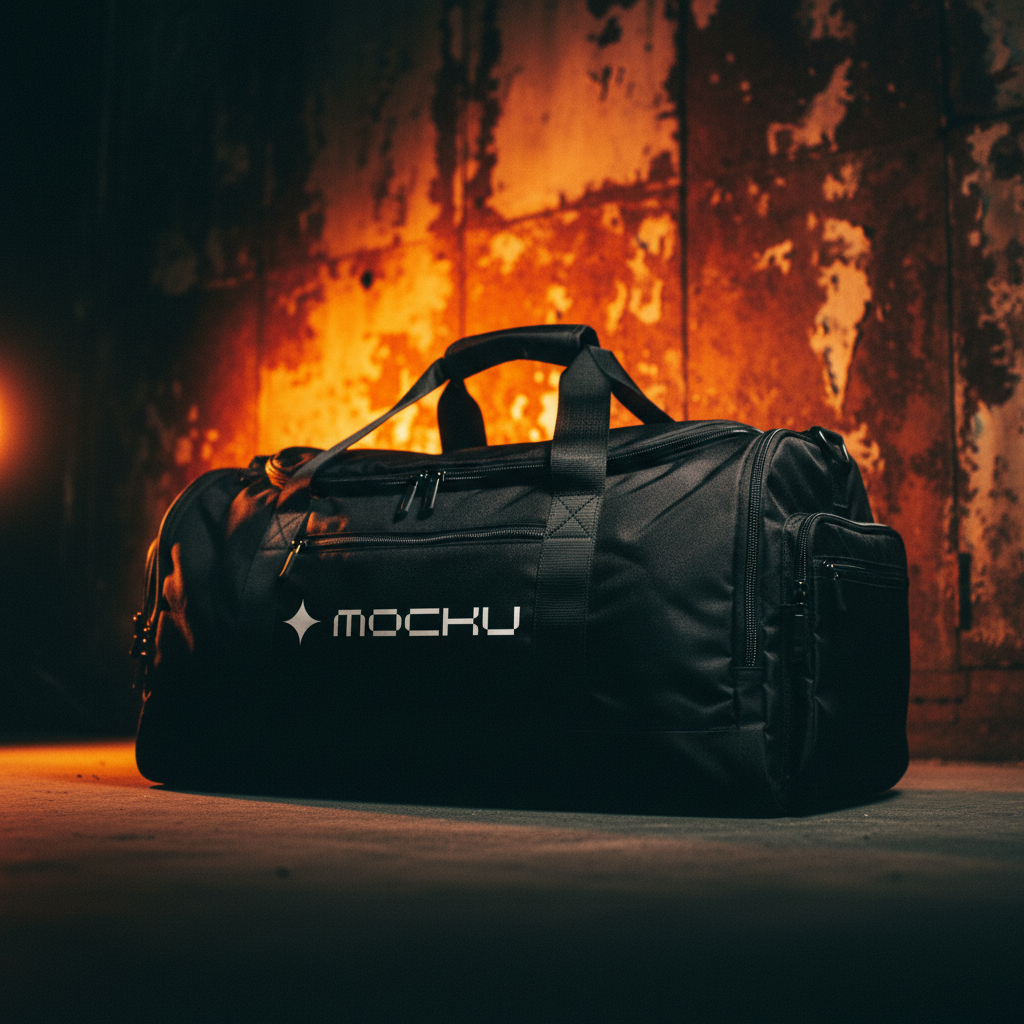 Large Sports Duffel Bag Orange Rust Wall mockup