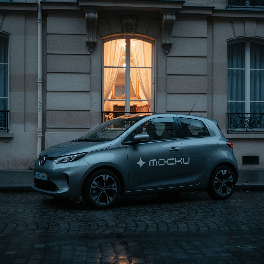 Small Courier Car Parisian Evening Interior mockup